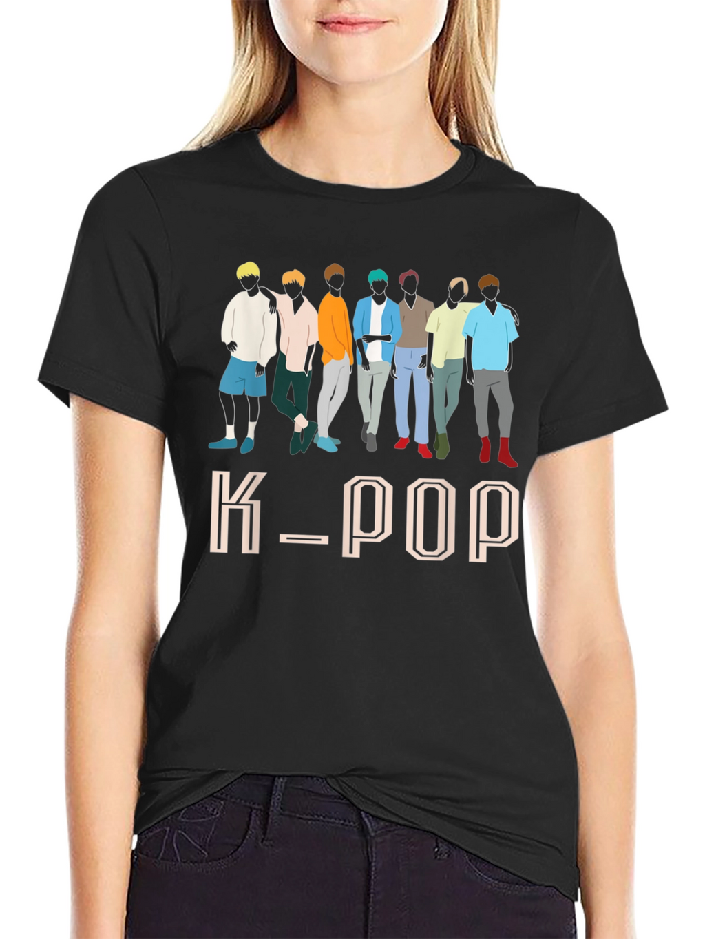 K-Pop Idol Group Graphic Black T-Shirt