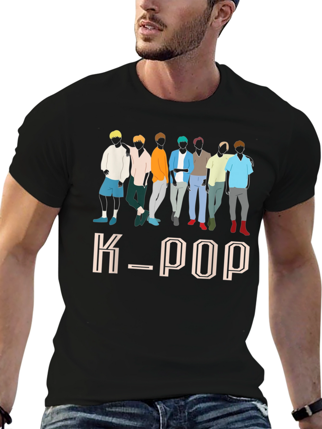 K-Pop Idol Group Graphic Black T-Shirt