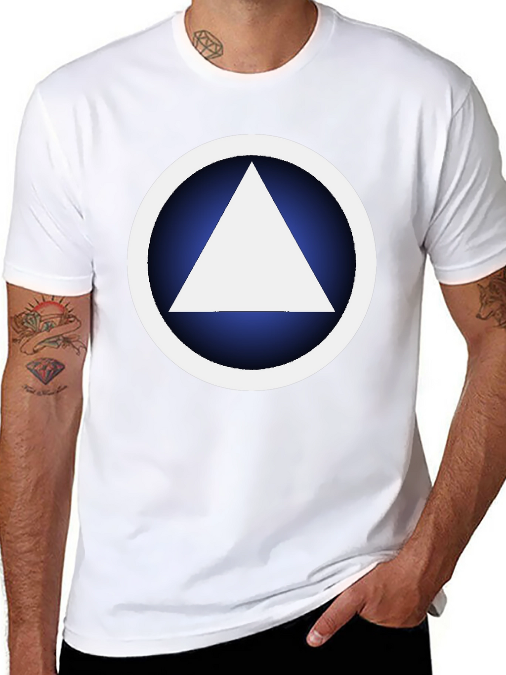 Geometric Graphic T-Shirt - White Triangle Design