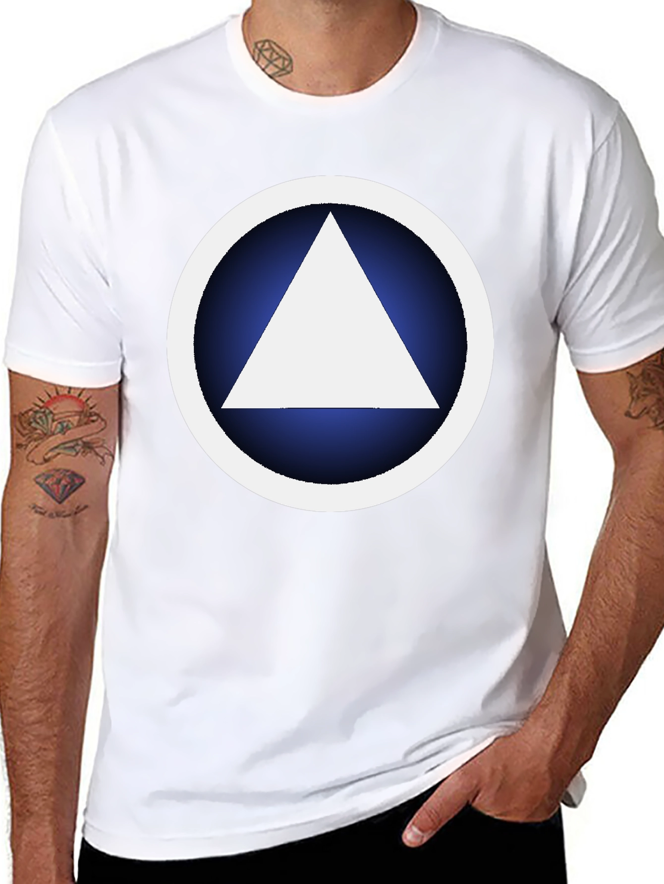 Geometric Graphic T-Shirt - White Triangle Design