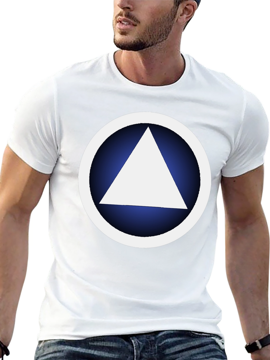 Geometric Graphic T-Shirt - White Triangle Design