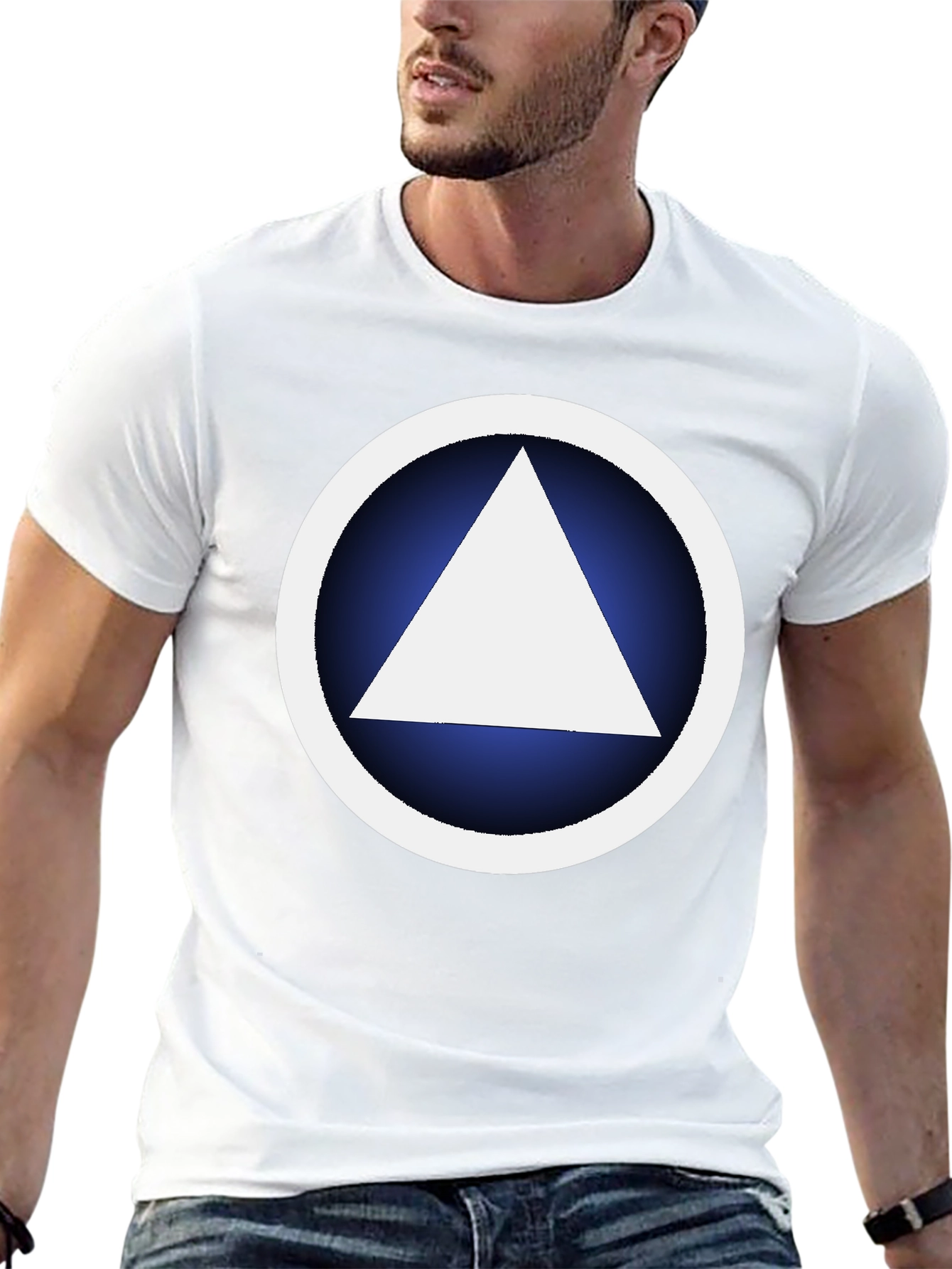 Geometric Graphic T-Shirt - White Triangle Design