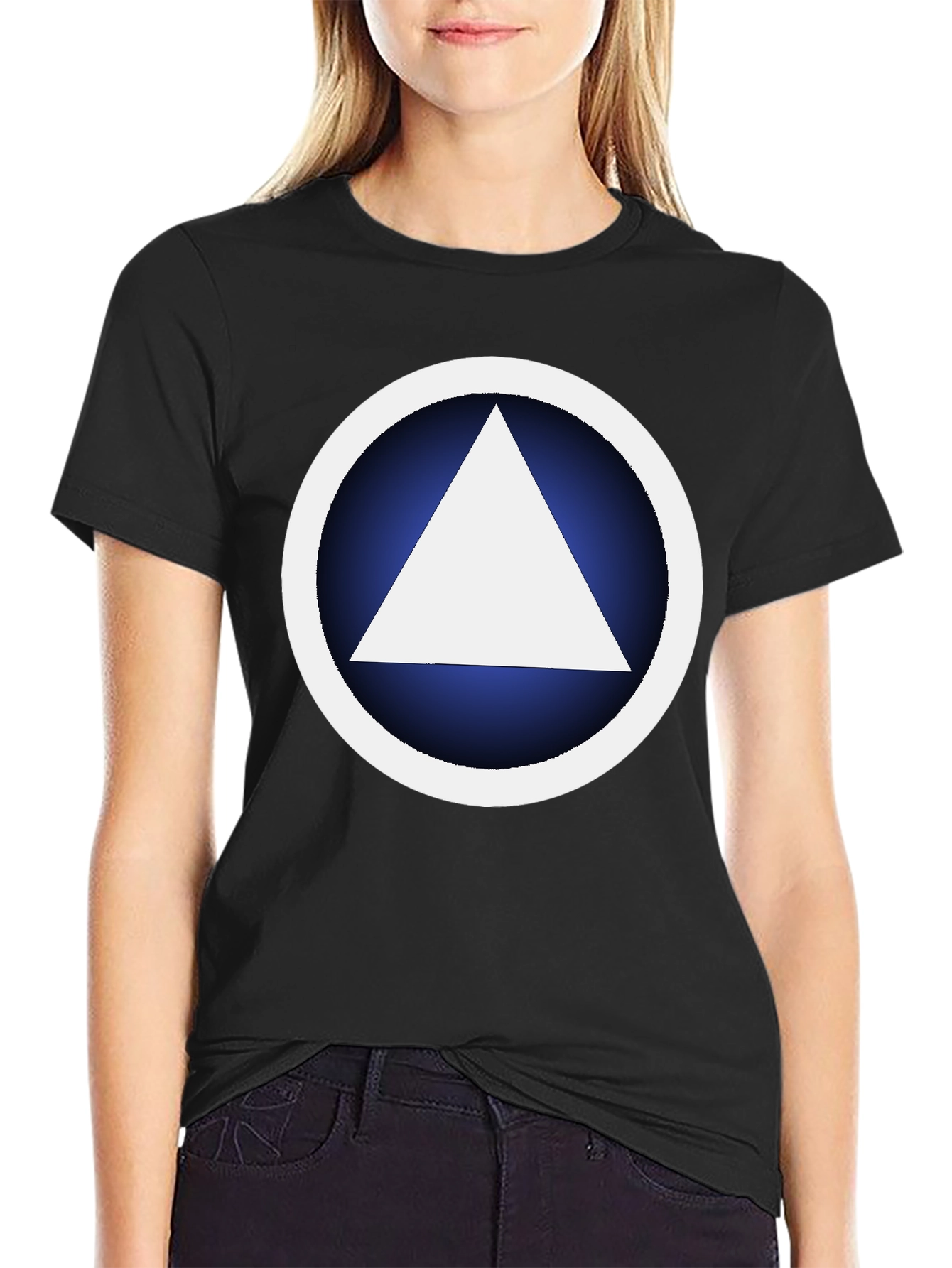 Geometric Graphic T-Shirt - White Triangle Design
