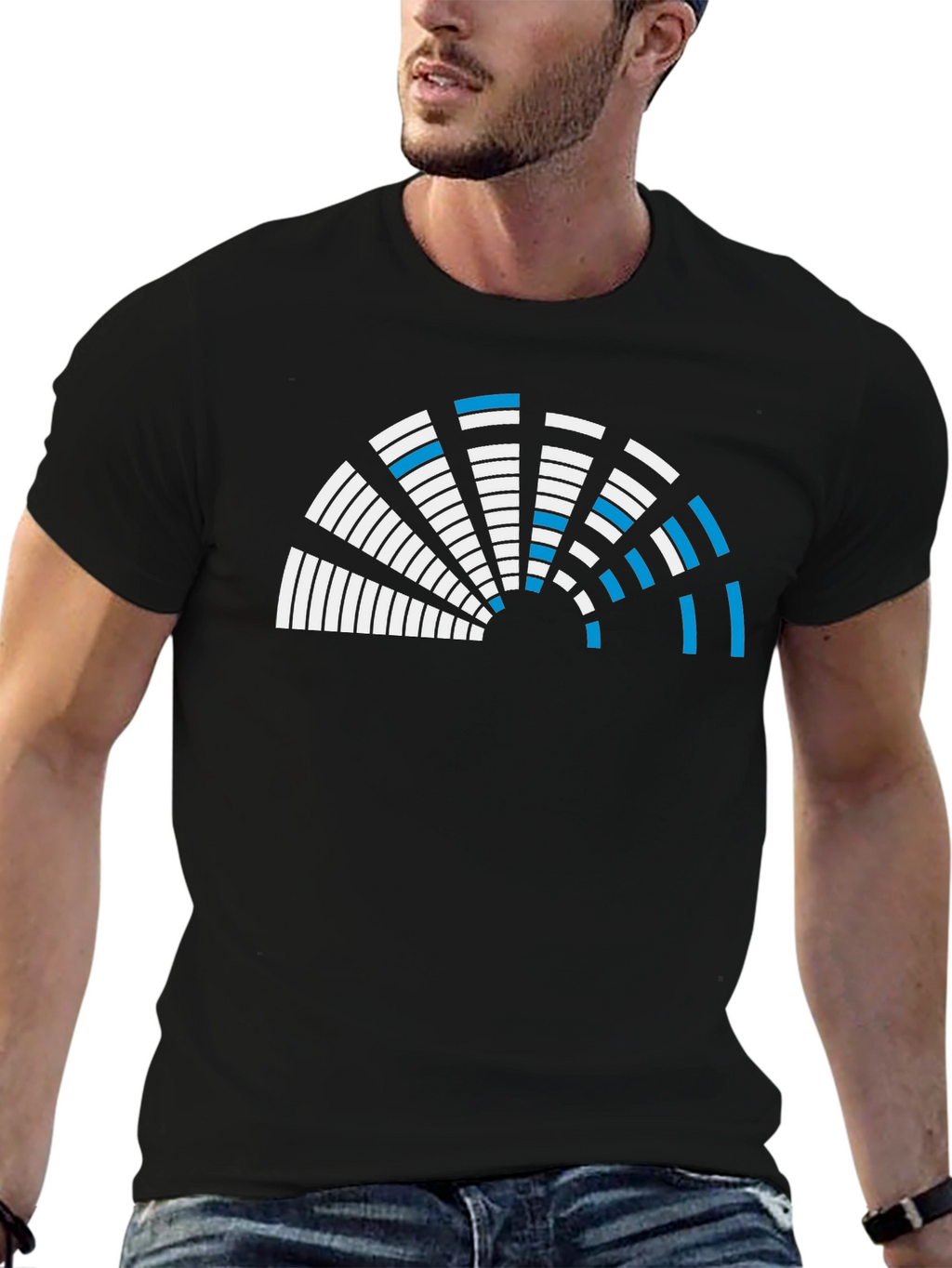 Abstract Graphic Tee - Black Crew Neck Shirt