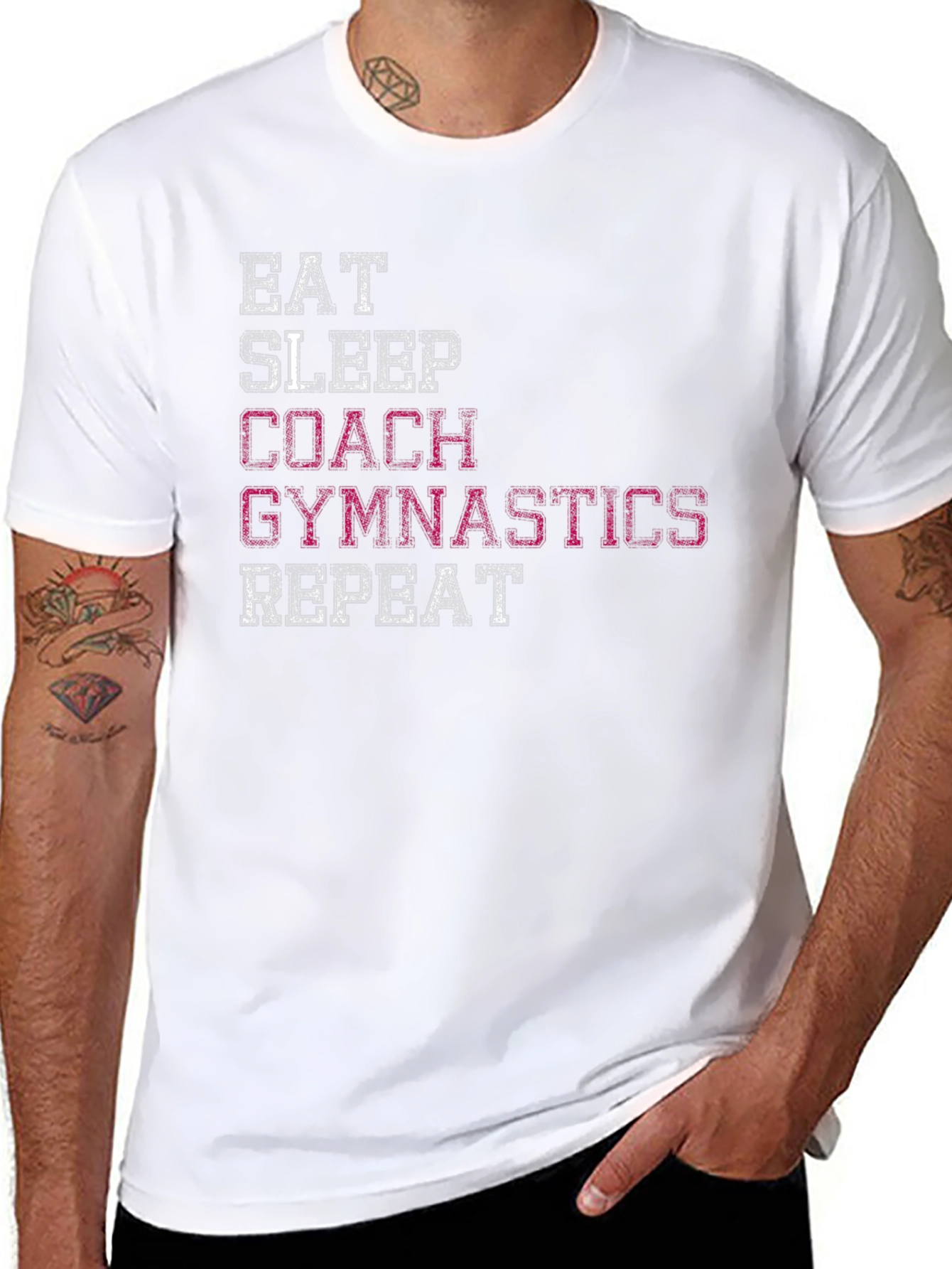 Gymnastics Coach Graphic Tee - Eat Sleep Repeat