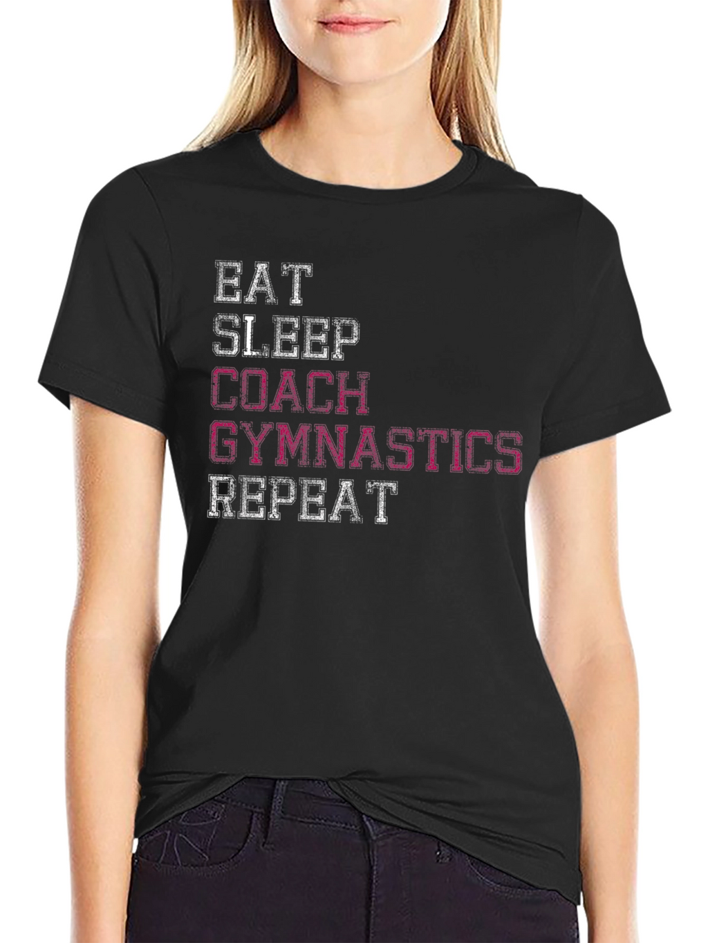 Gymnastics Coach Graphic Tee - Eat Sleep Repeat