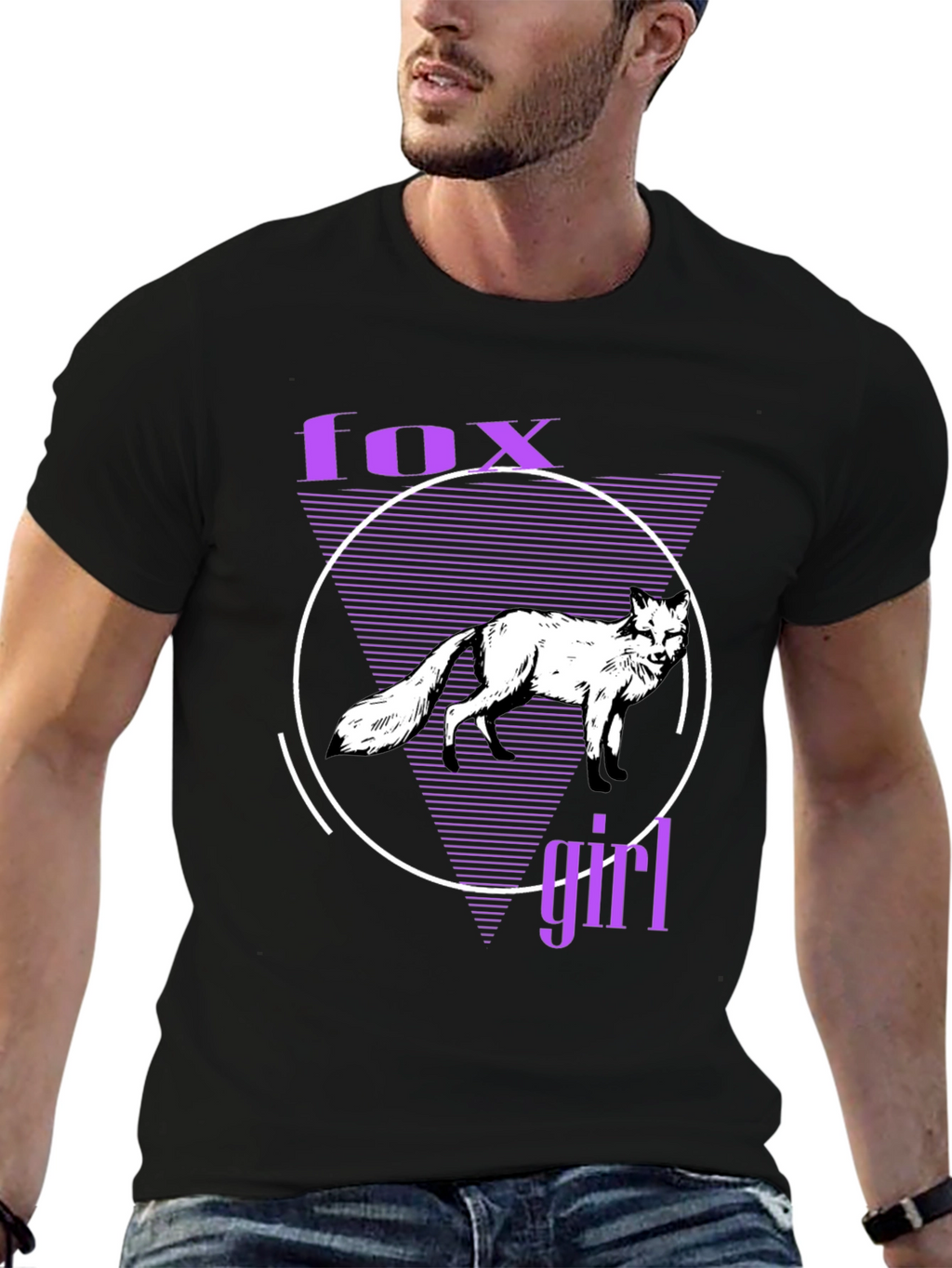 Fox Girl Graphic Tee - Black Cotton T-Shirt