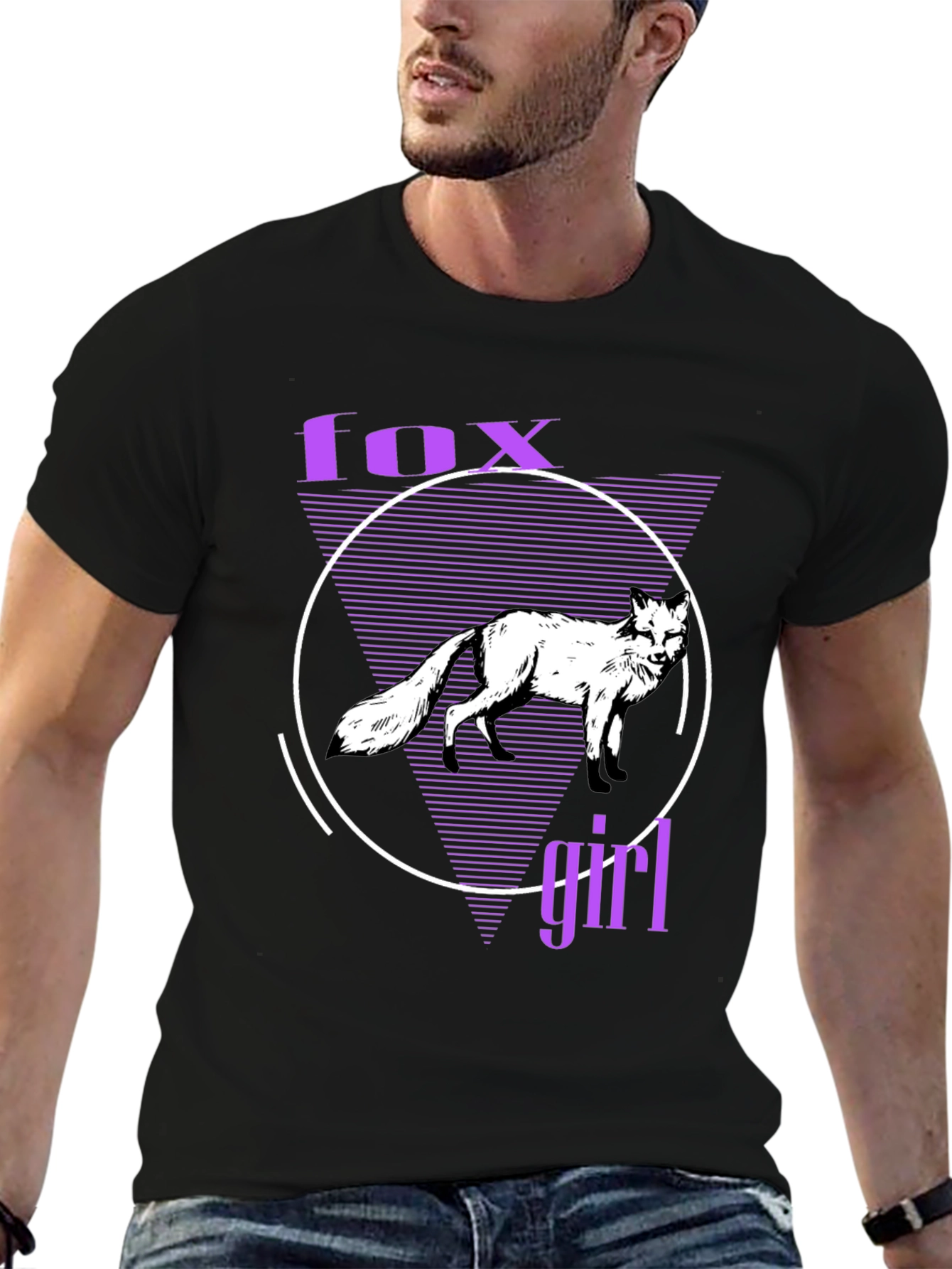 Fox Girl Graphic Tee - Black Cotton T-Shirt
