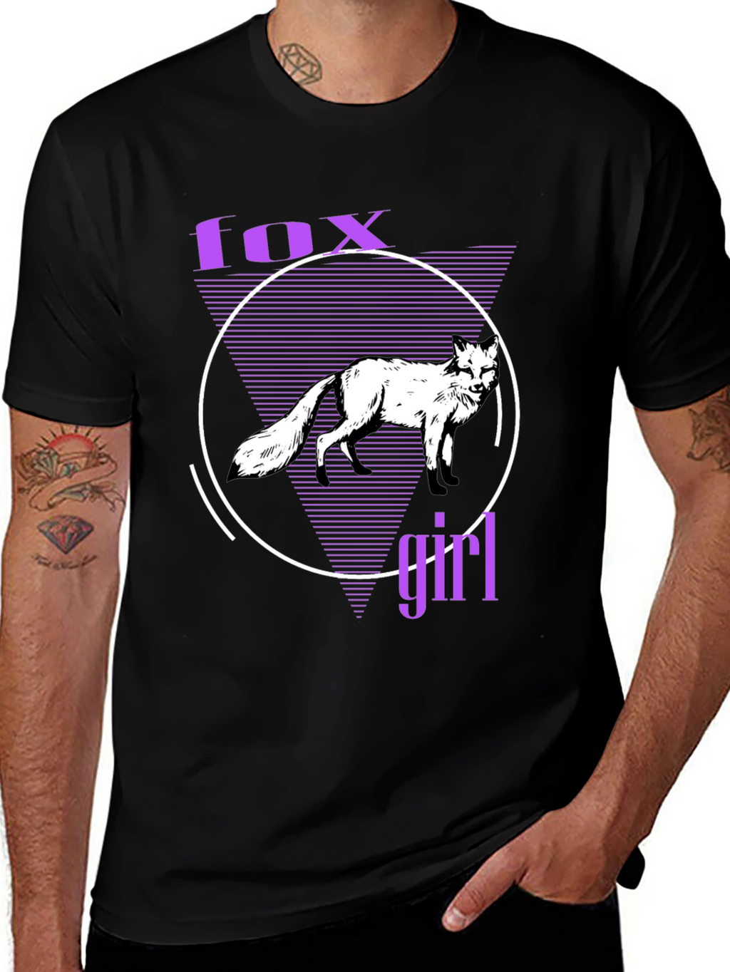 Fox Girl Graphic Tee - Black Cotton T-Shirt