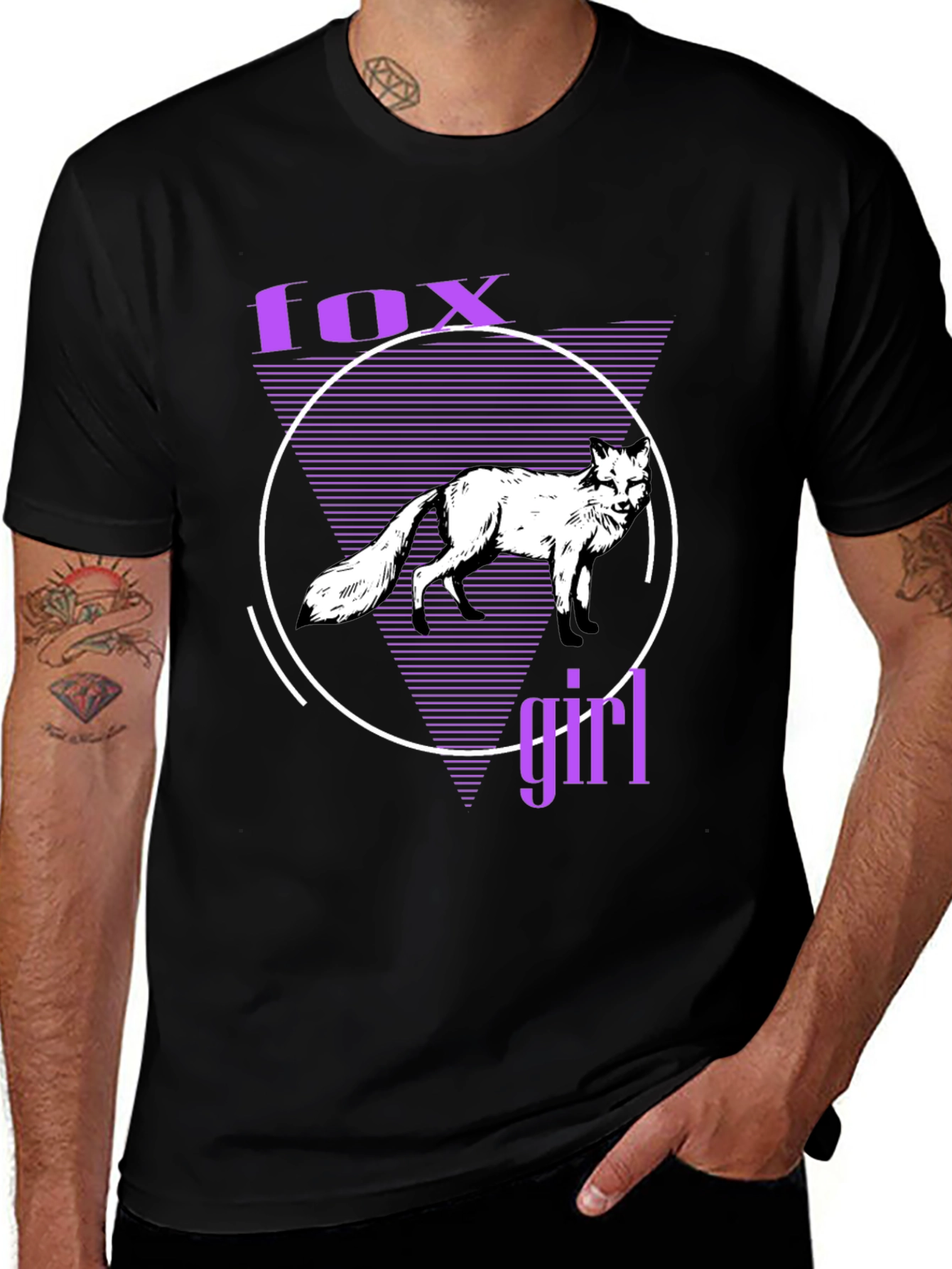 Fox Girl Graphic Tee - Black Cotton T-Shirt