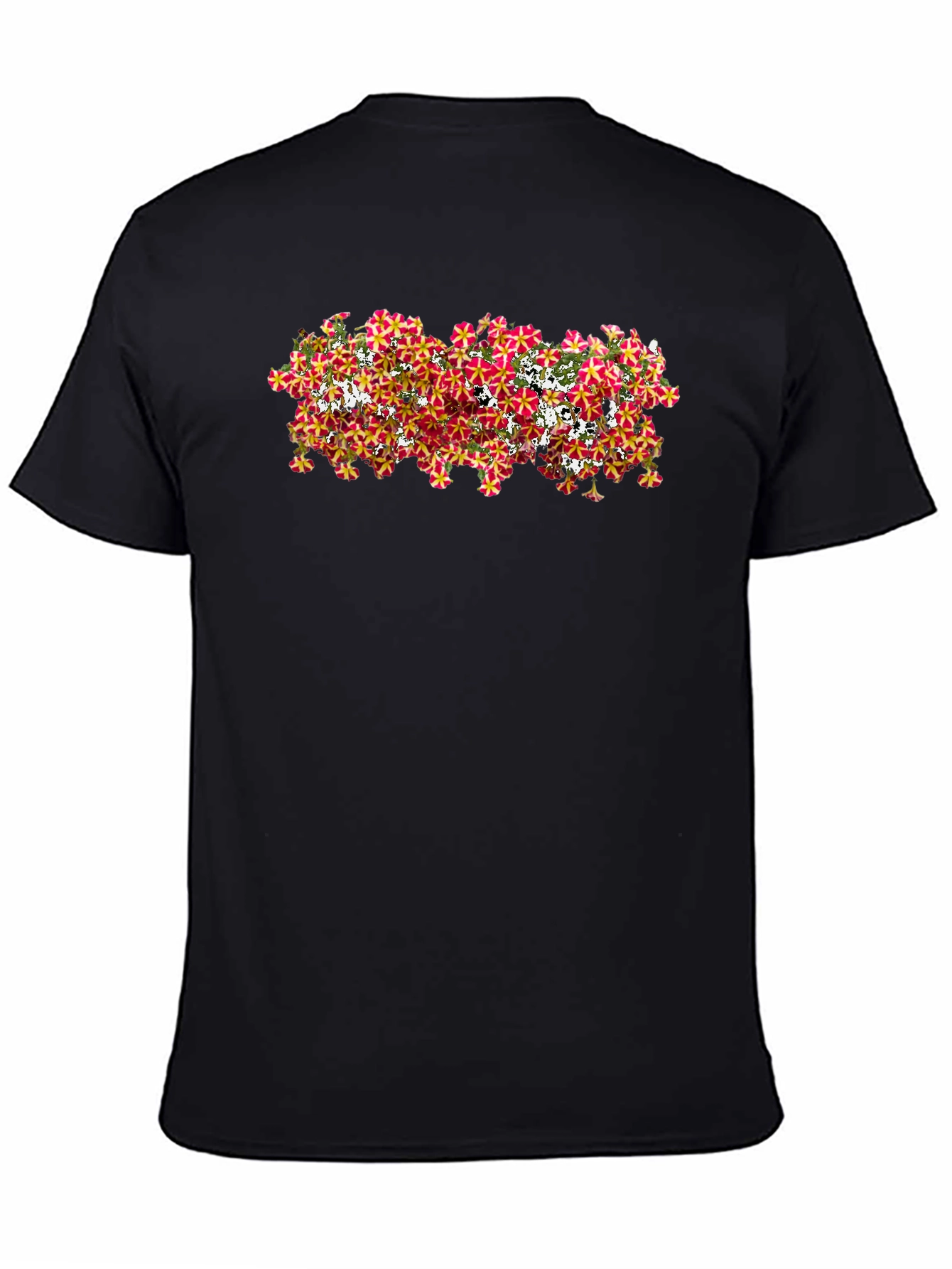 Floral Pattern Black T-Shirt