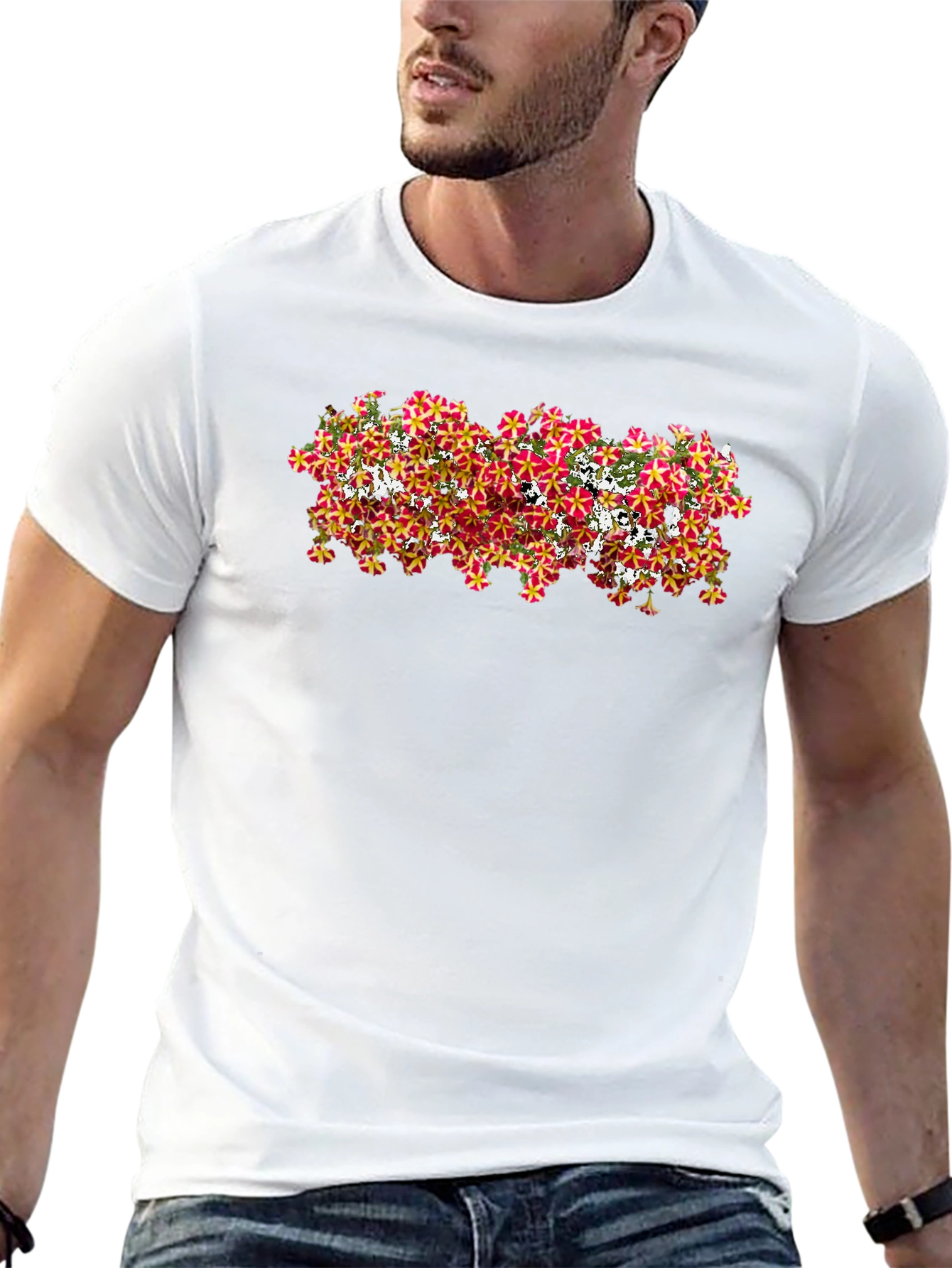 Floral Pattern Black T-Shirt