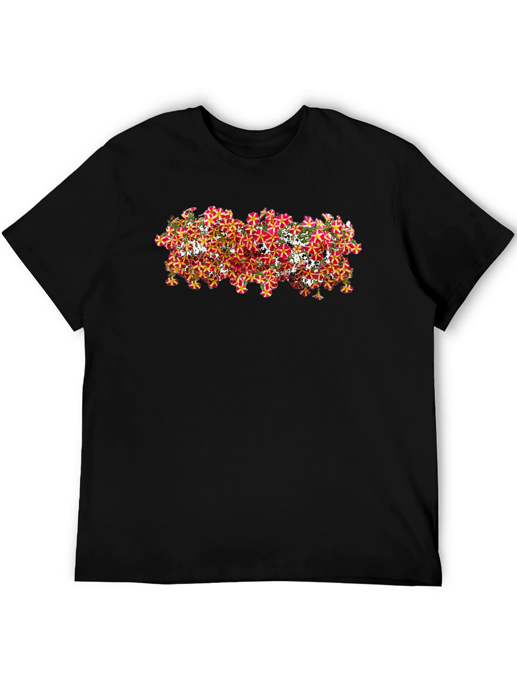 Floral Pattern Black T-Shirt