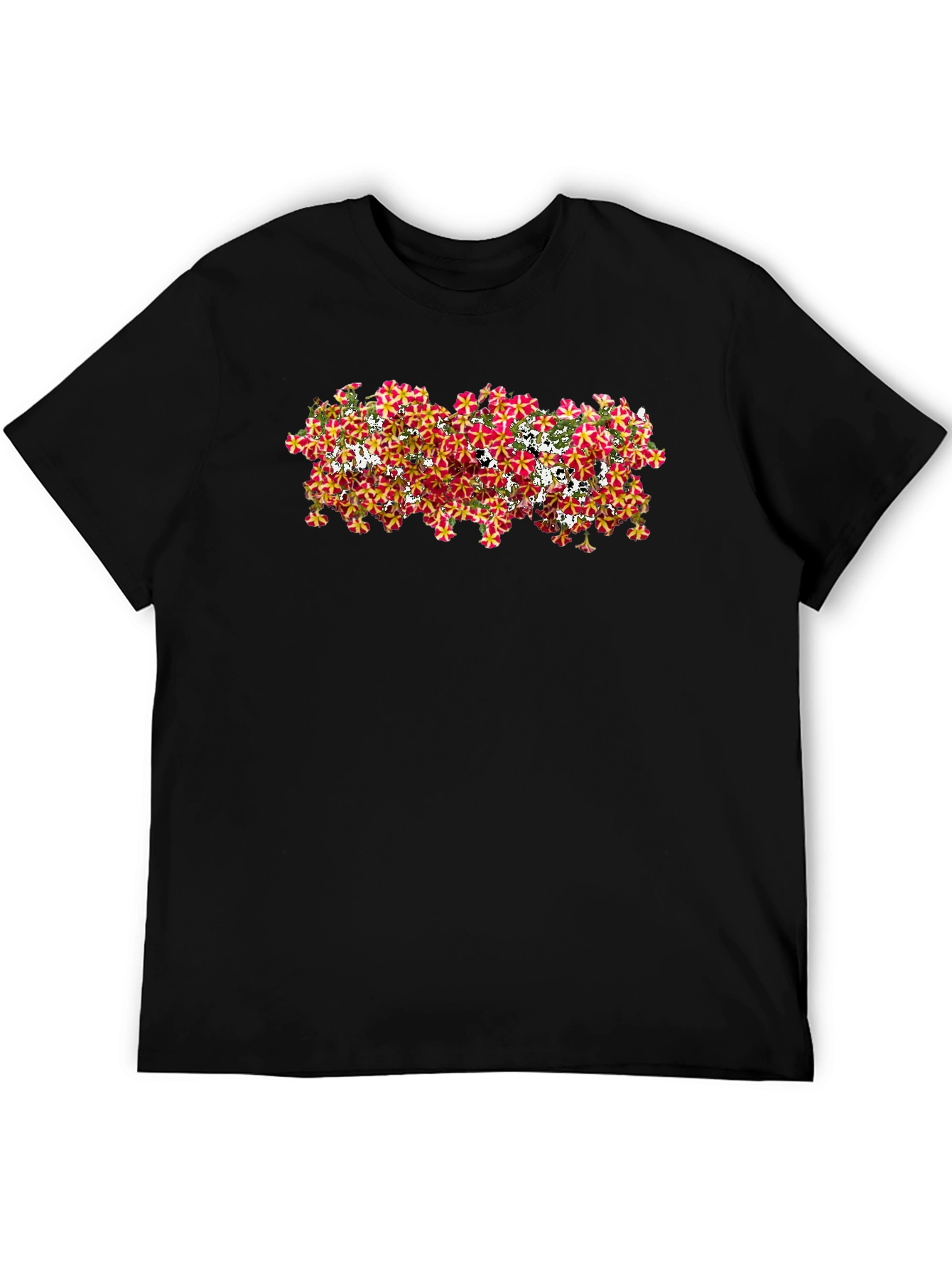 Floral Pattern Black T-Shirt