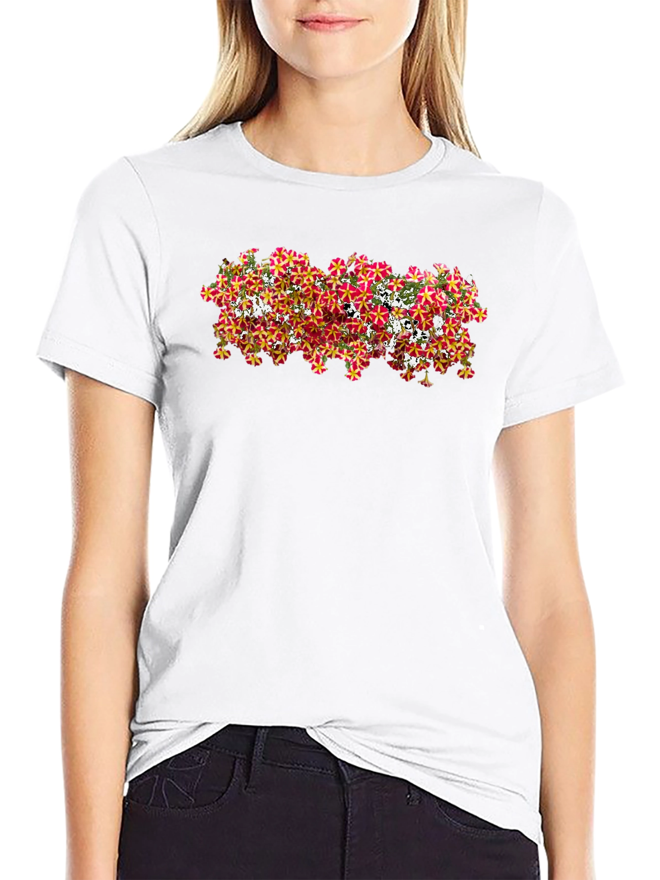 Floral Pattern Black T-Shirt