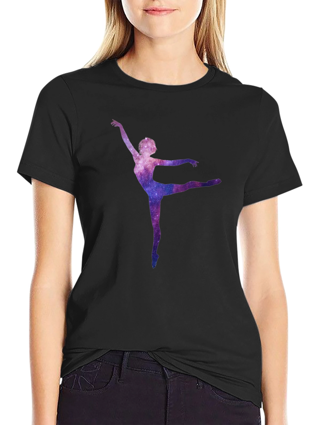 Galaxy Ballerina Black T-Shirt
