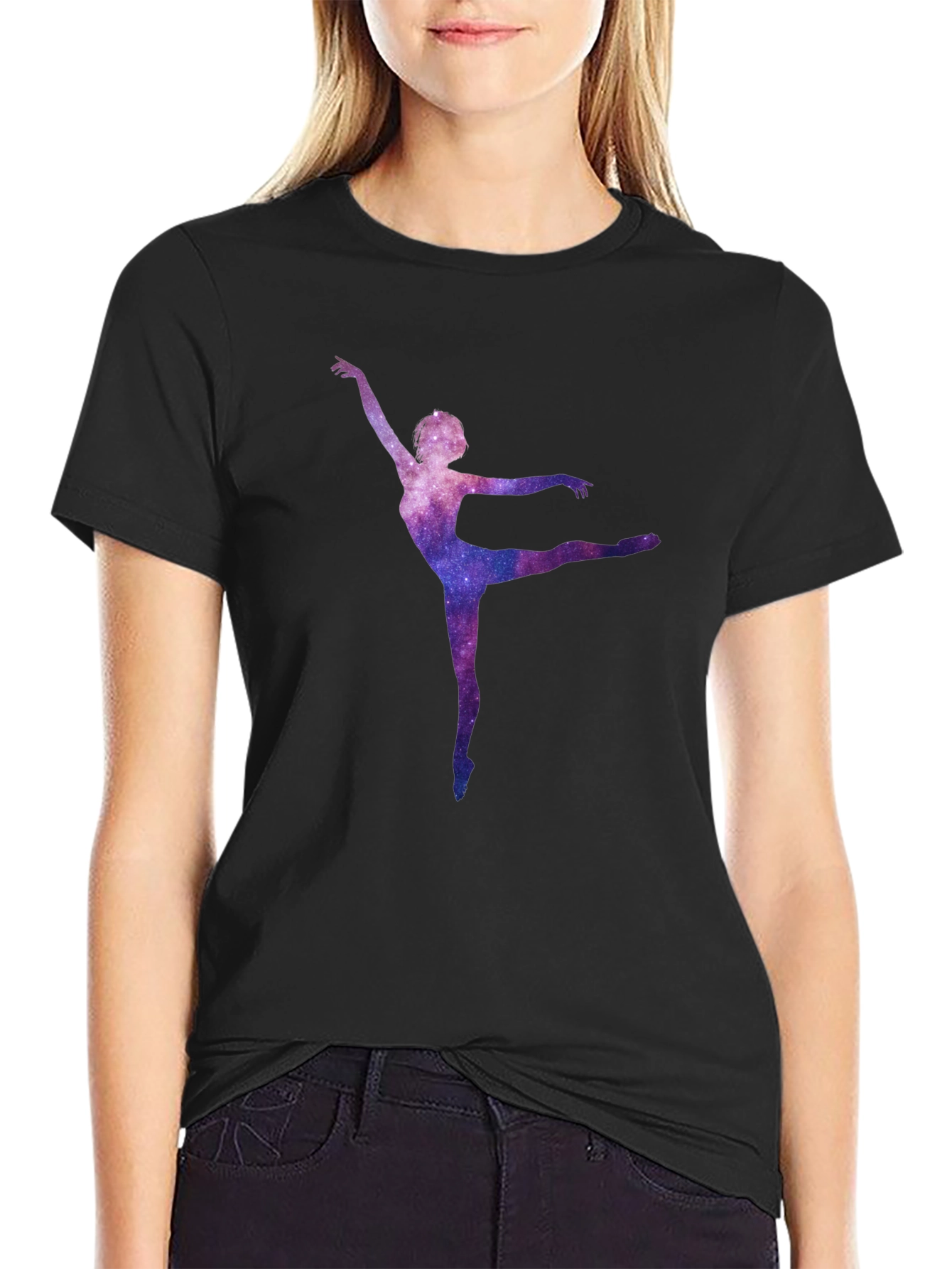 Galaxy Ballerina Black T-Shirt