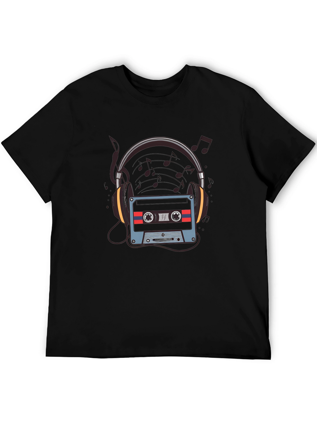 Retro Music T-Shirt - Headphones & Cassette Design