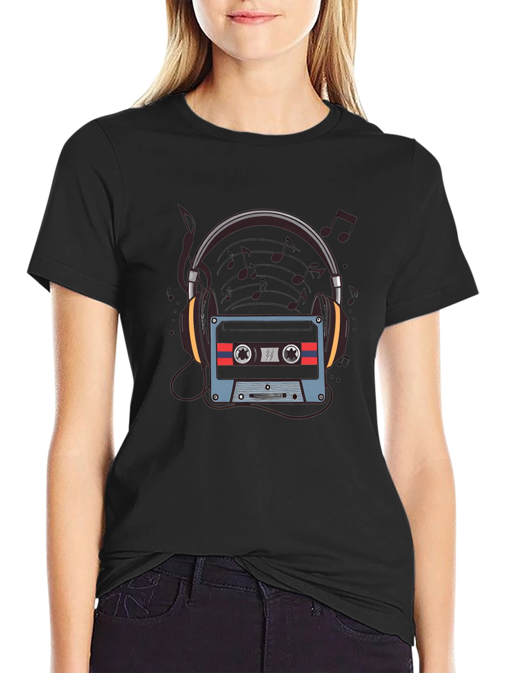 Retro Music T-Shirt - Headphones & Cassette Design