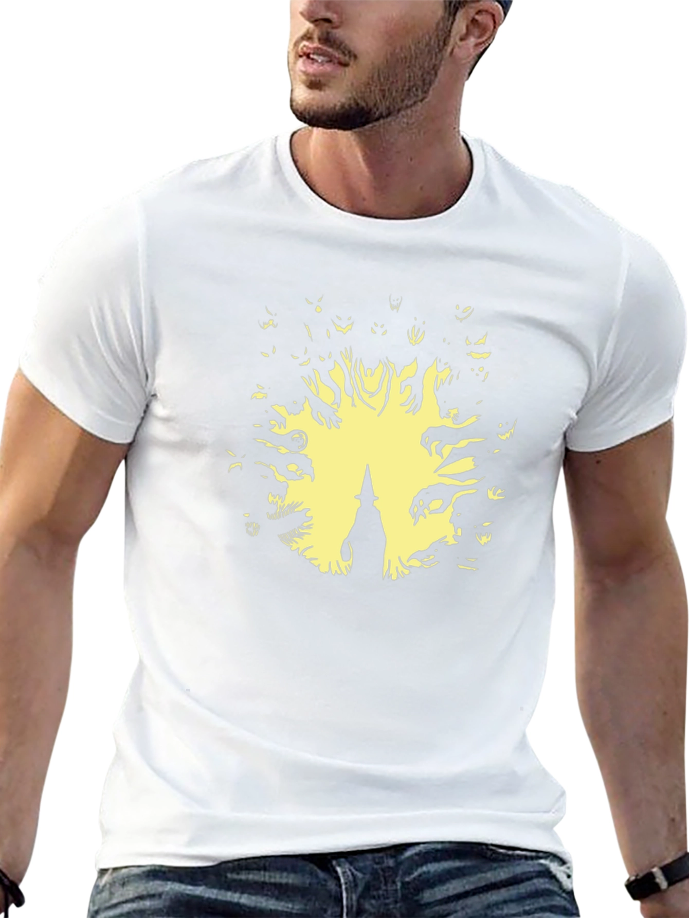 Halloween Witch Graphic Tee - Mens Black T-Shirt