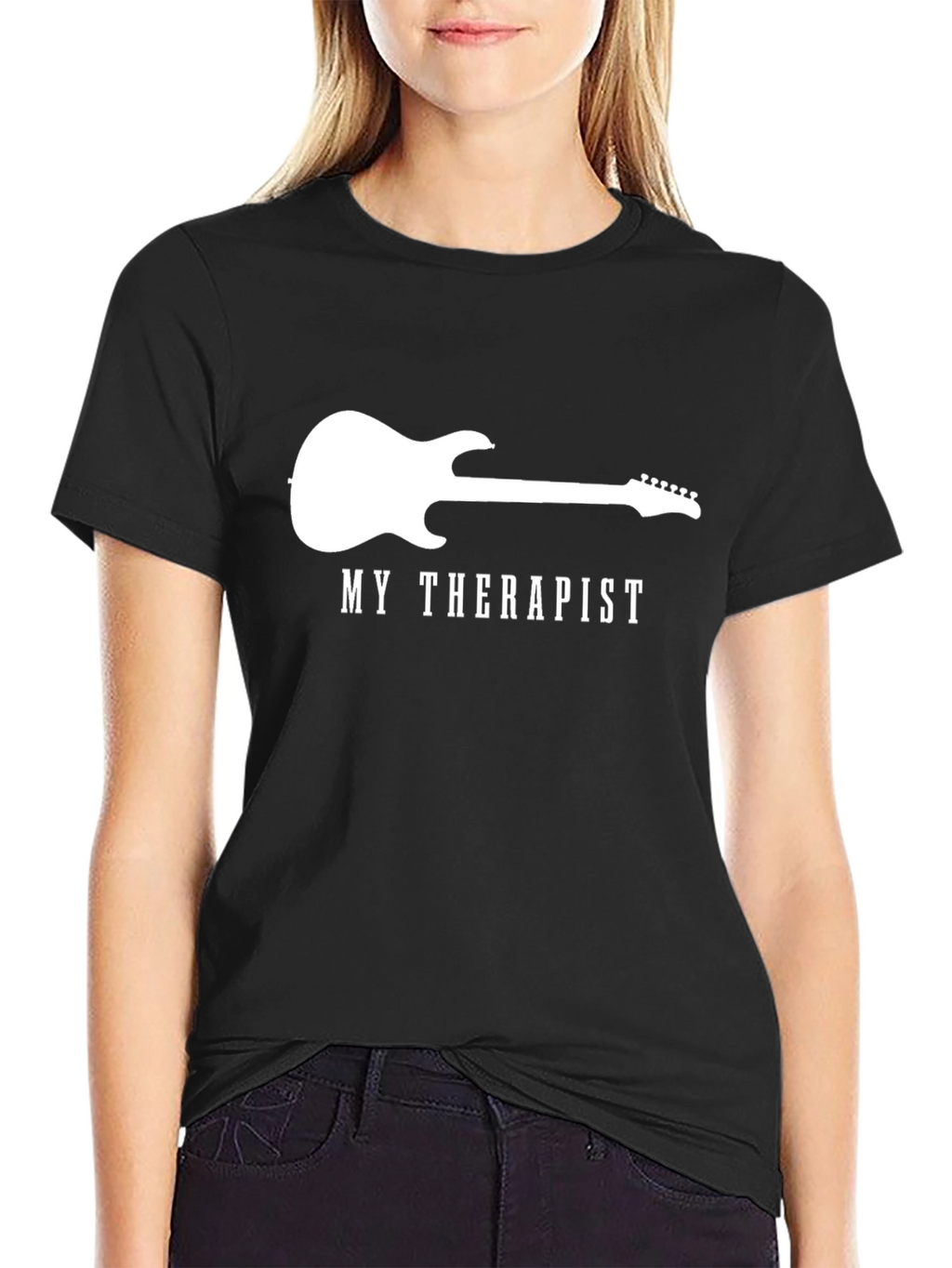 Guitar Therapist Mens Black T-Shirt
