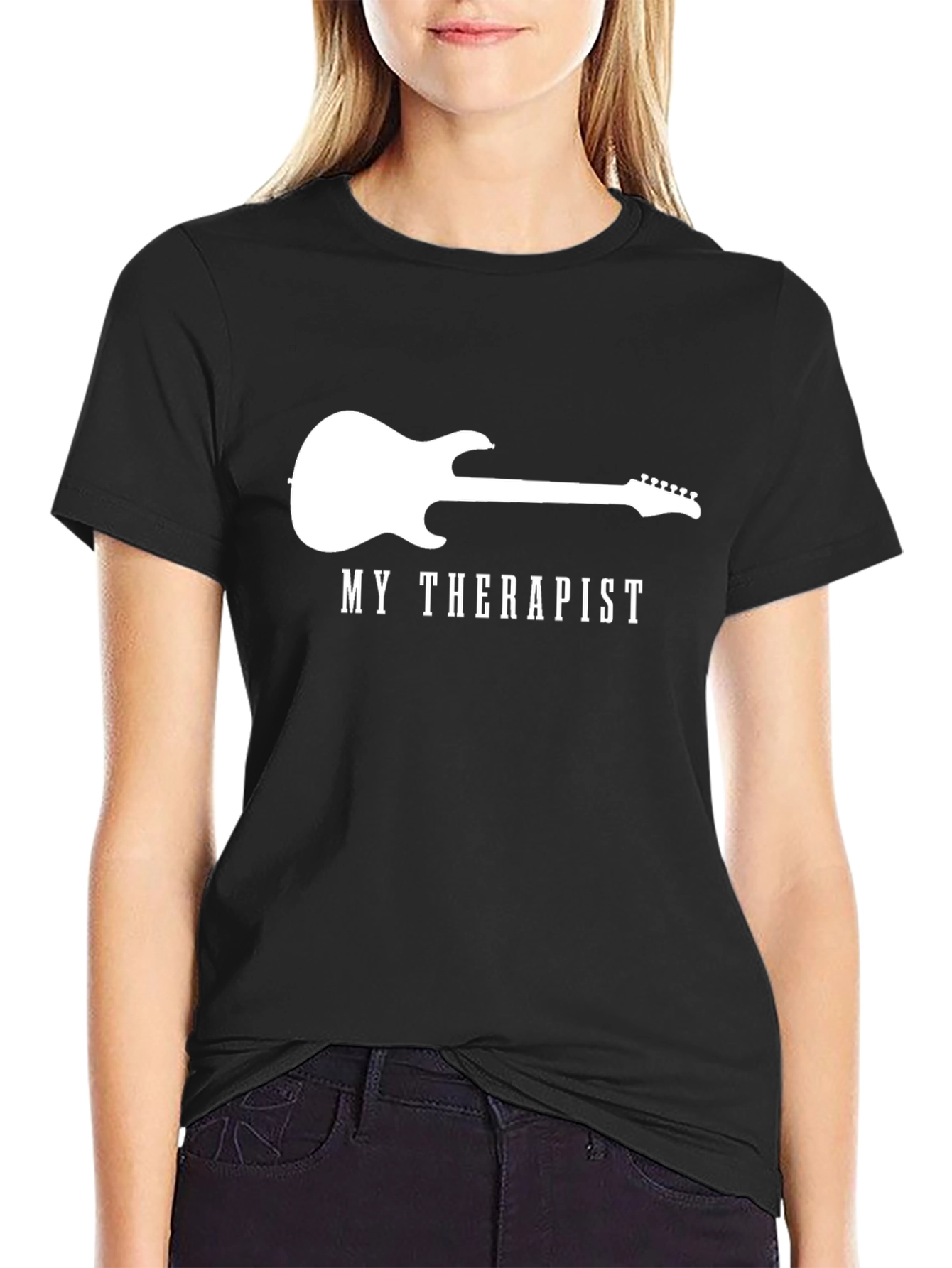 Guitar Therapist Mens Black T-Shirt
