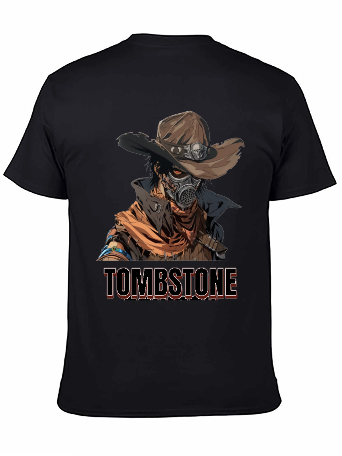 Tombstone Cowboy Gas Mask Graphic T-Shirt