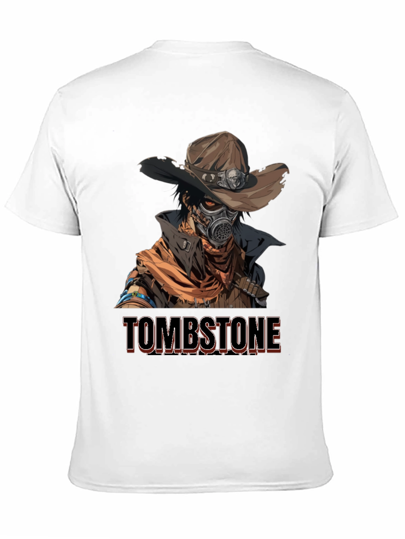 Tombstone Cowboy Gas Mask Graphic T-Shirt