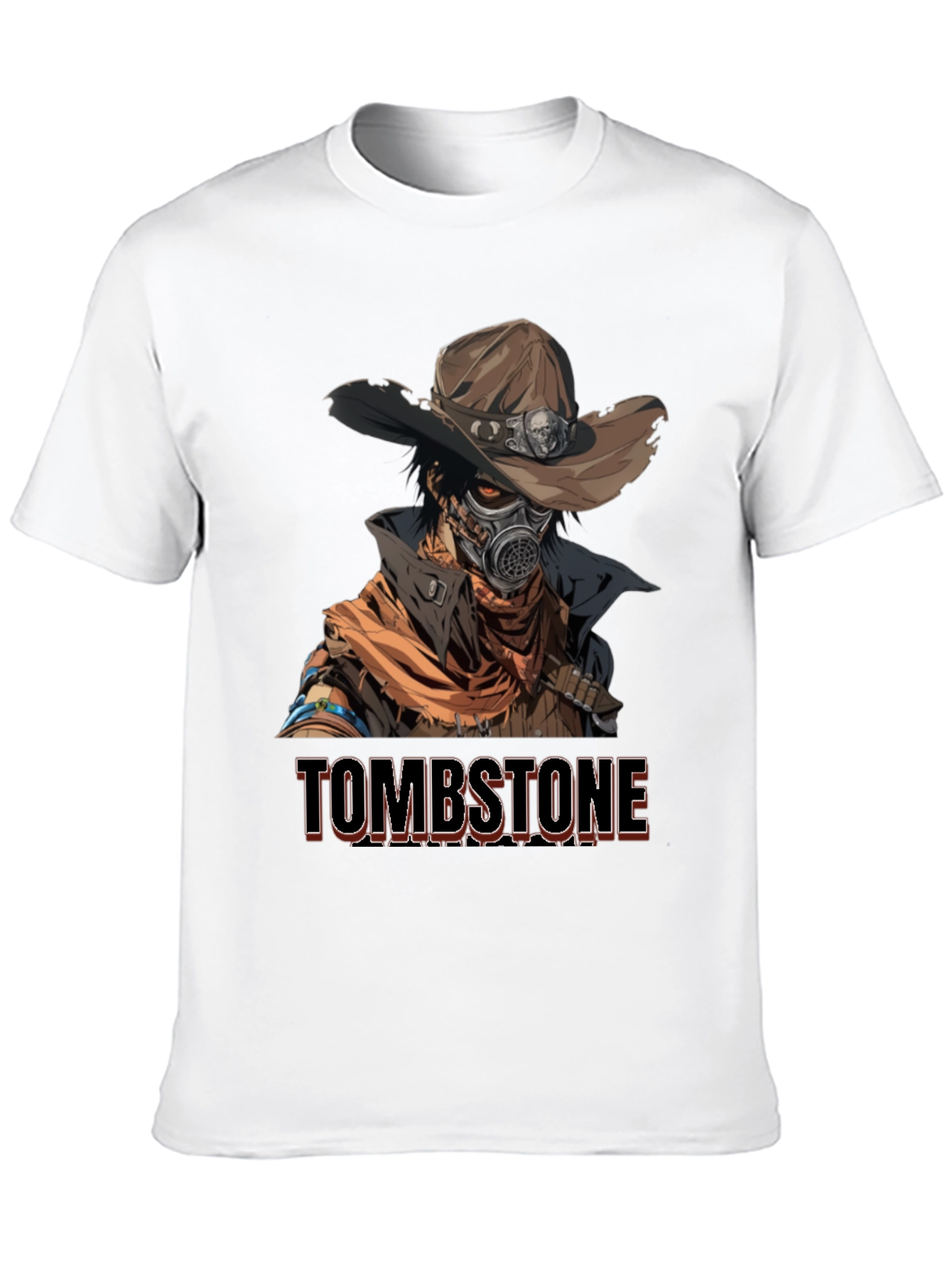 Tombstone Cowboy Gas Mask Graphic T-Shirt
