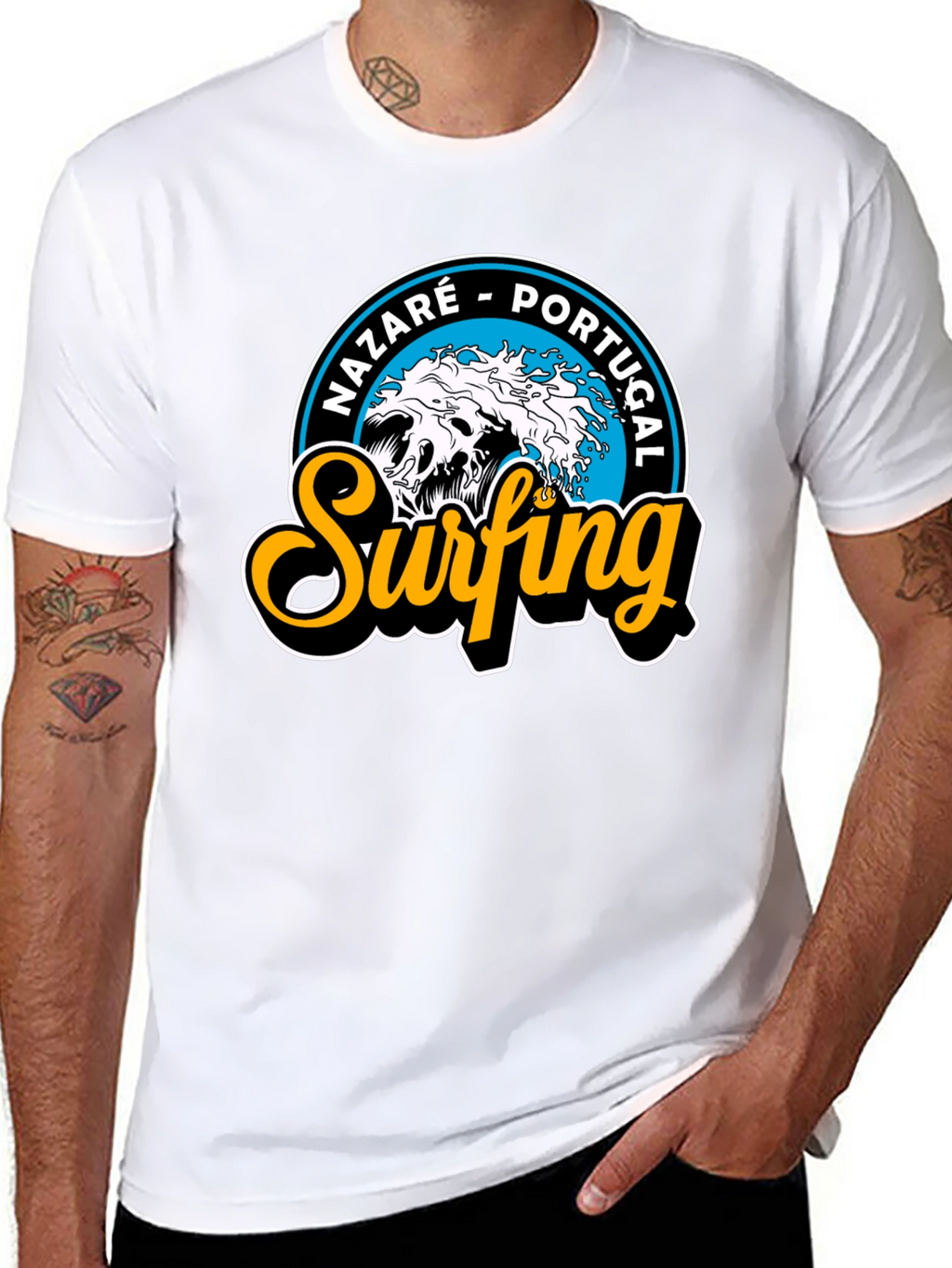 Nazaré Portugal Surfing T-Shirt - Black
