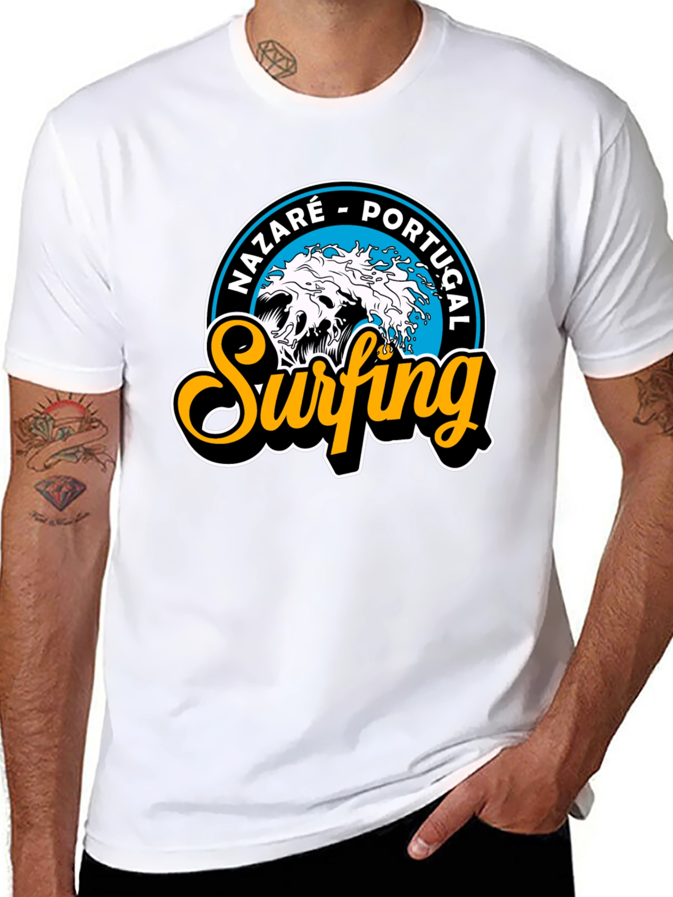 Nazaré Portugal Surfing T-Shirt - Black