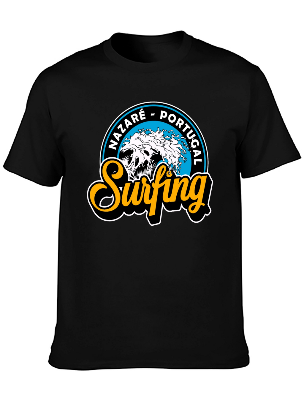 Nazaré Portugal Surfing T-Shirt - Black