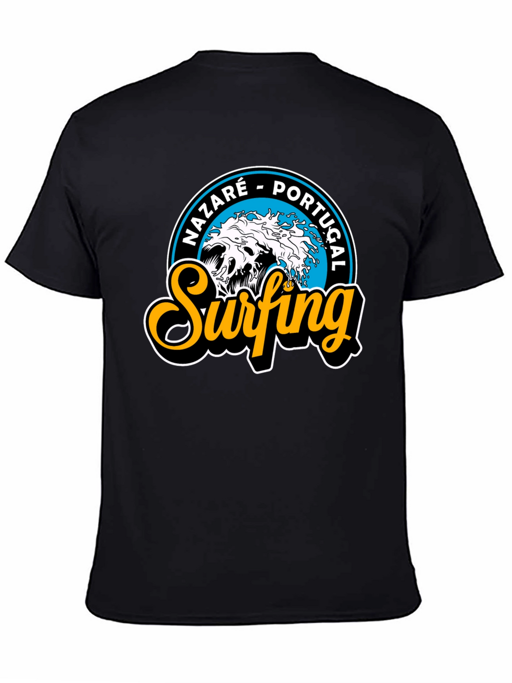 Nazaré Portugal Surfing T-Shirt - Black