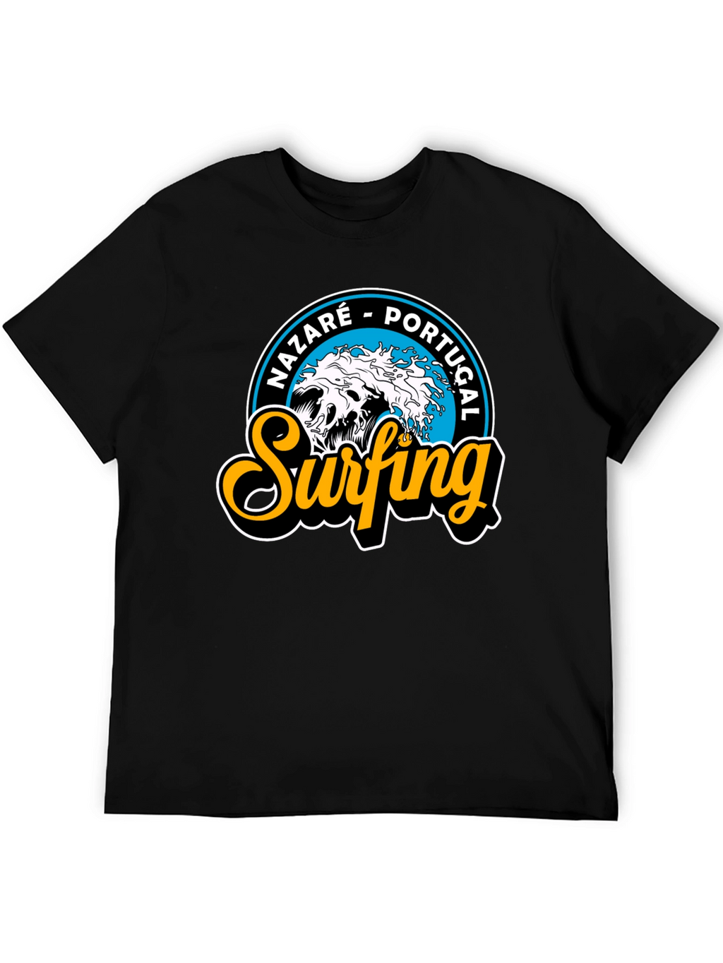 Nazaré Portugal Surfing T-Shirt - Black