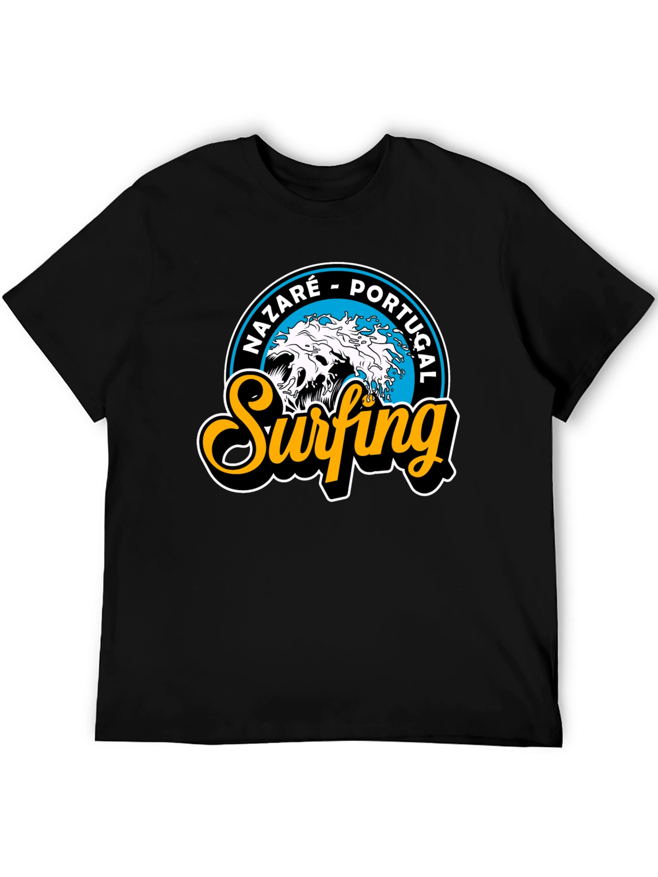 Nazaré Portugal Surfing T-Shirt - Black