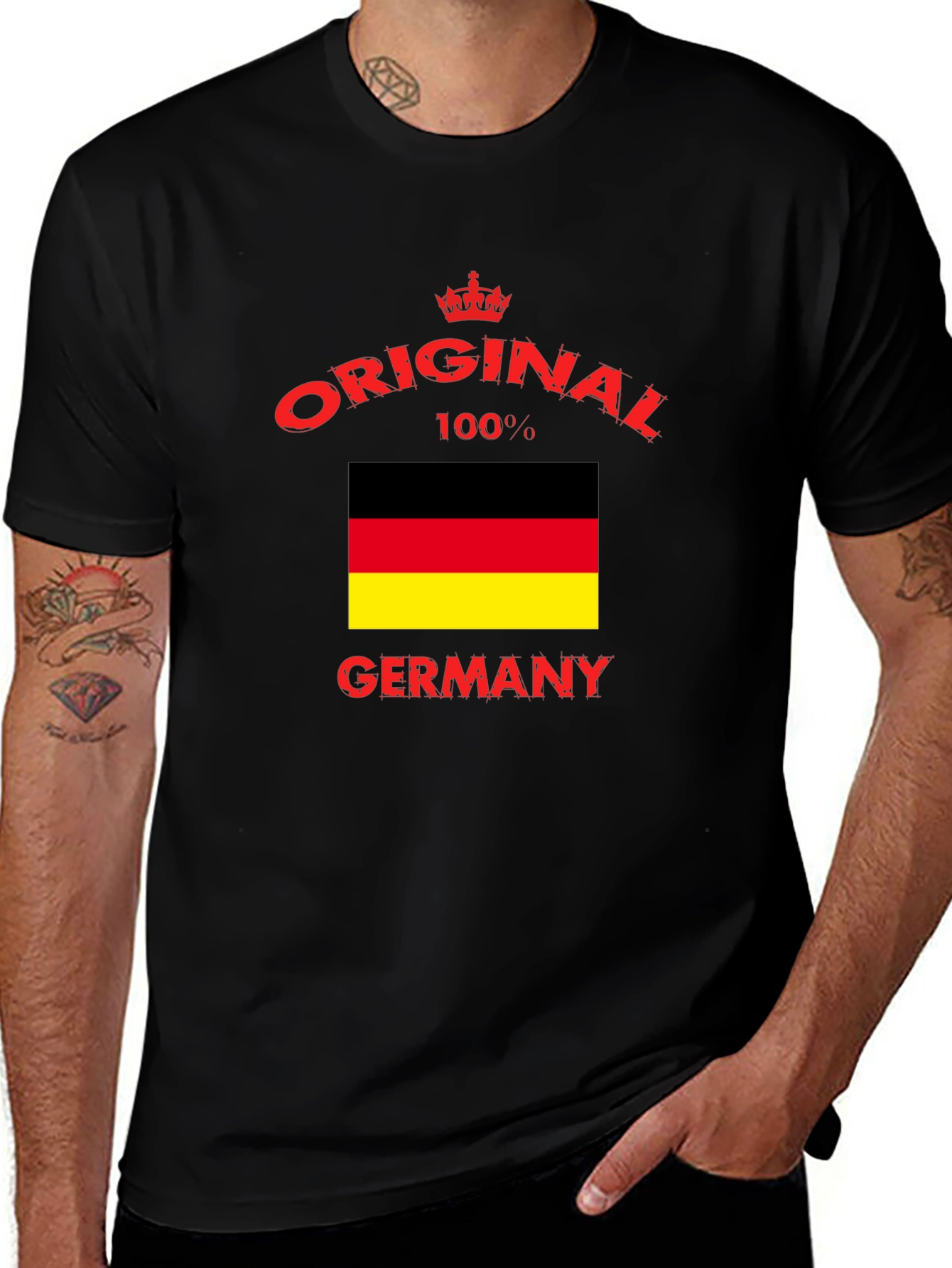 Original Germany Flag Graphic Tee - Black Cotton T-Shirt