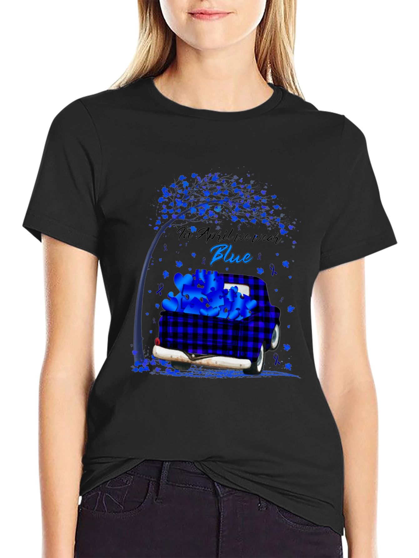 In April We Wear Blue Awareness T-Shirt