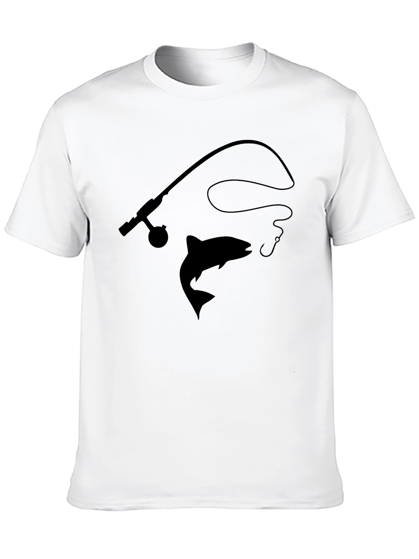 Fishing T-Shirt: Rod Line and Salmon Design