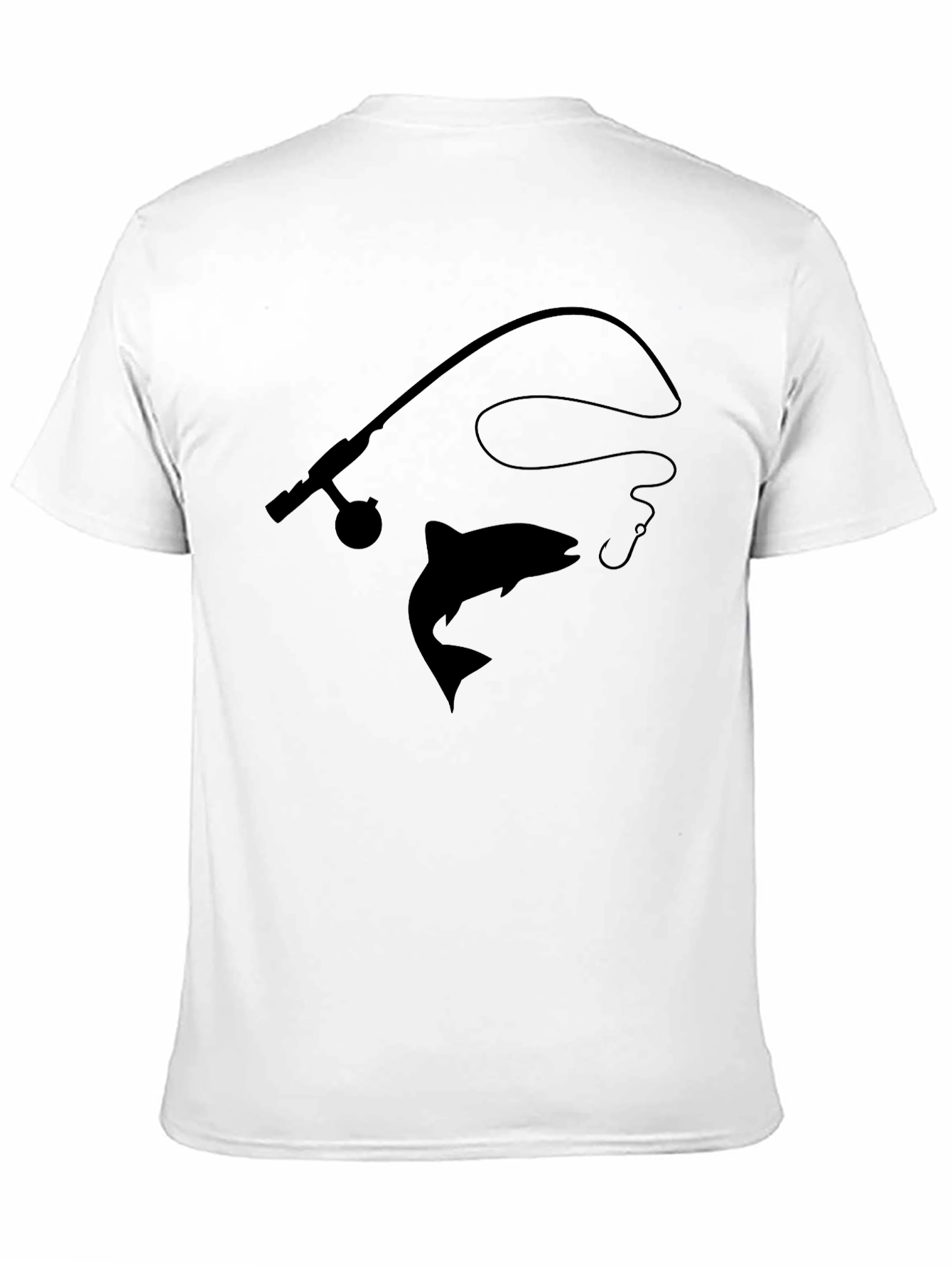 Fishing T-Shirt: Rod Line and Salmon Design