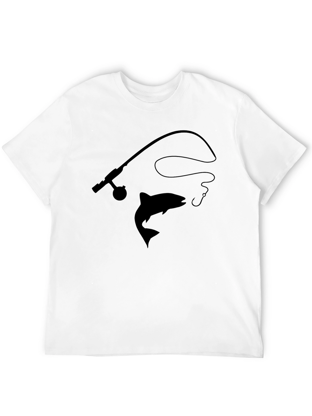 Fishing T-Shirt: Rod Line and Salmon Design