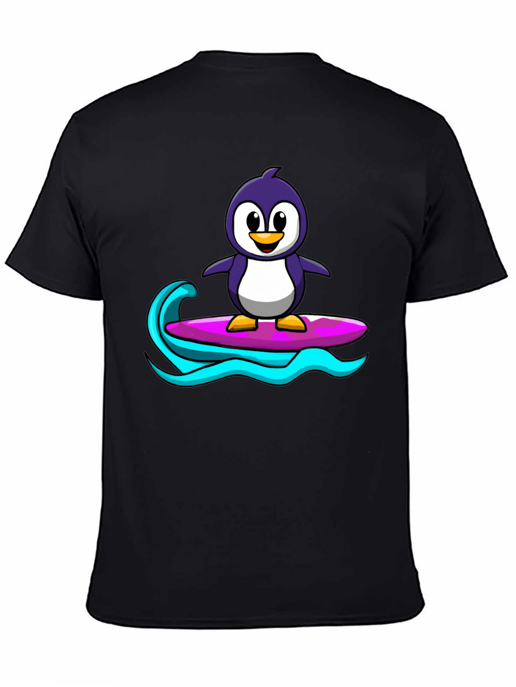 Penguin Surfing Graphic Tee - Black