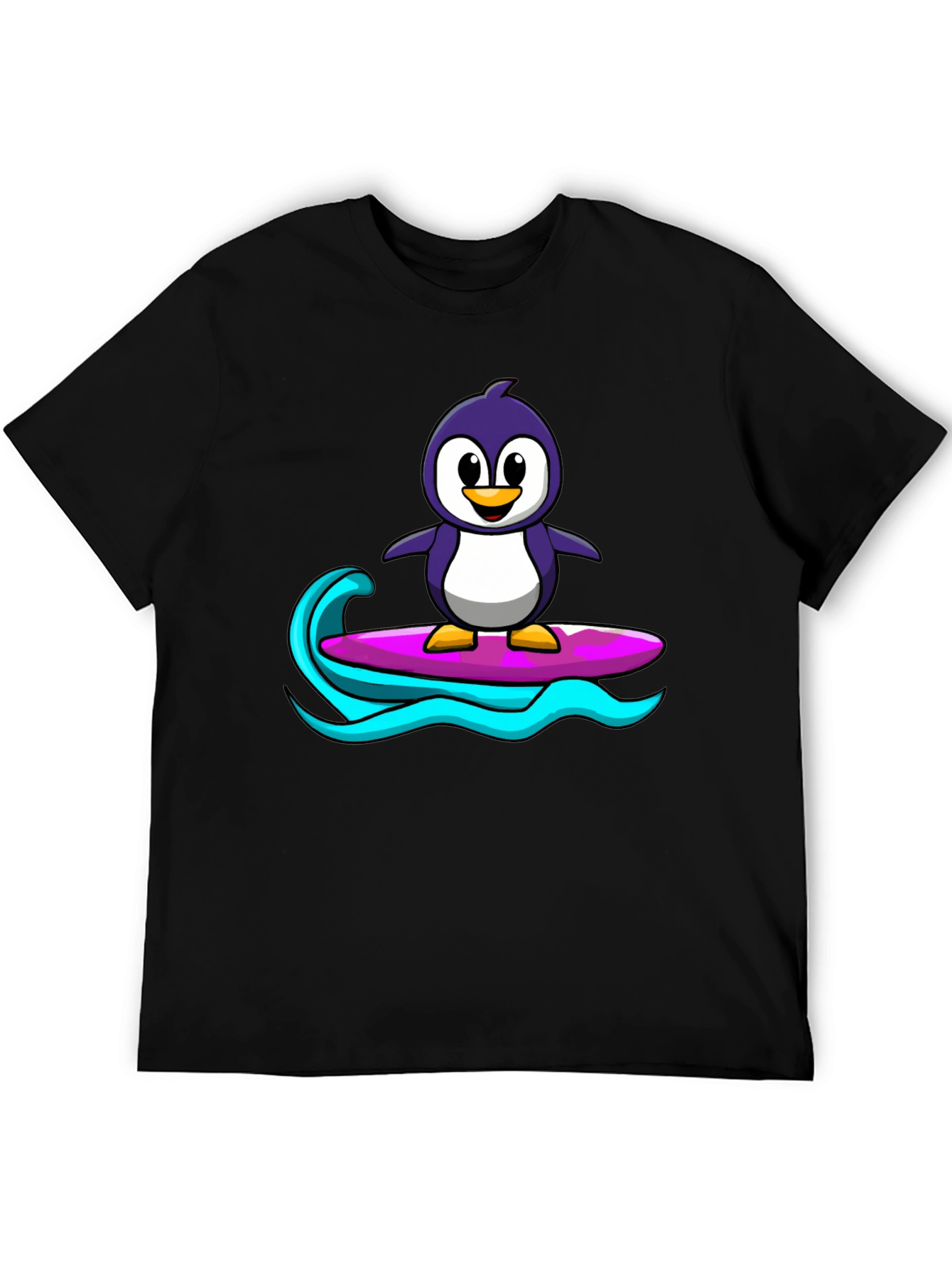 Penguin Surfing Graphic Tee - Black