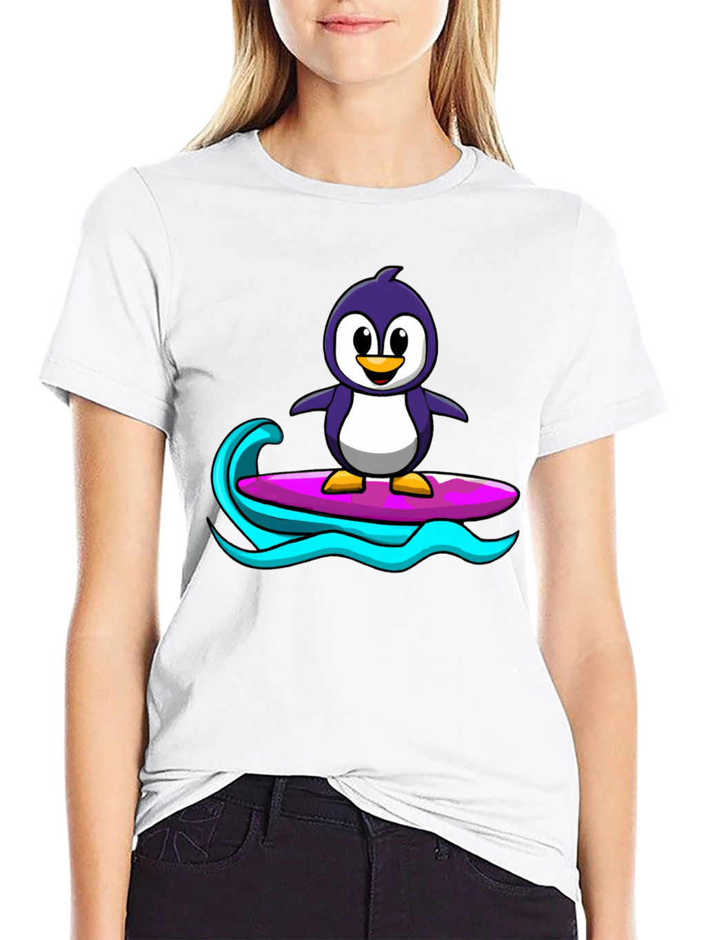 Penguin Surfing Graphic Tee - Black