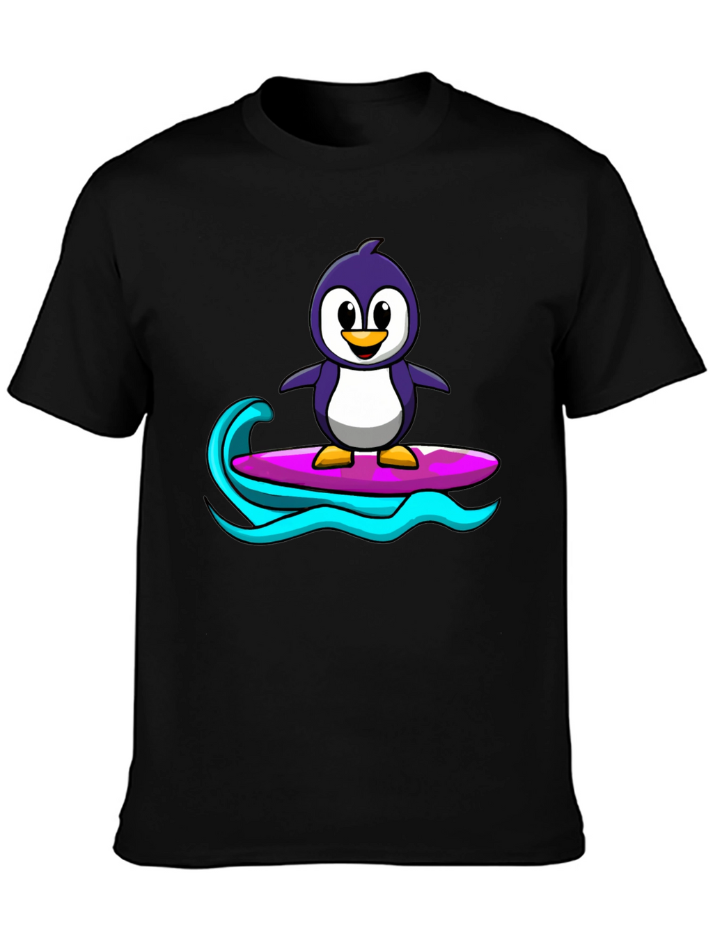 Penguin Surfing Graphic Tee - Black