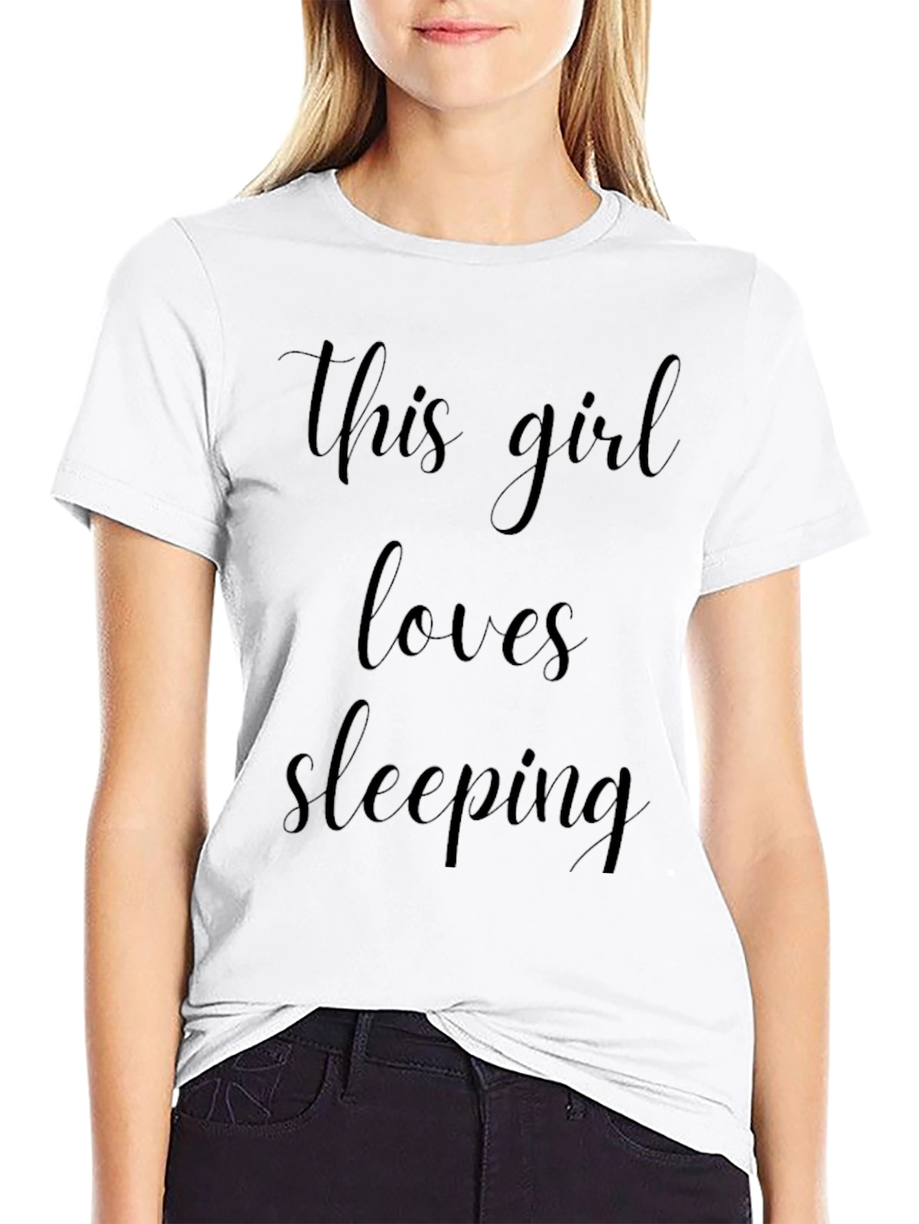 This Girl Loves Sleeping Black Graphic Tee
