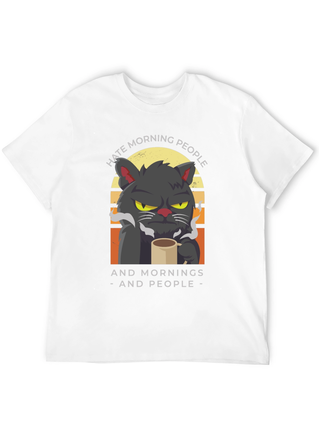 Hate Morning People Cat Graphic T-Shirt