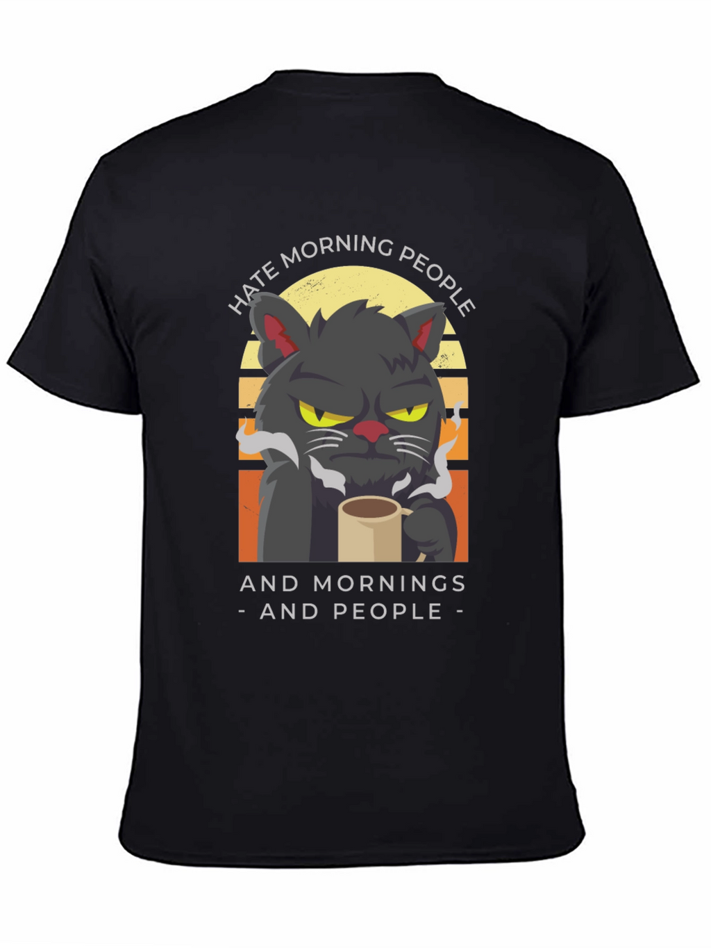 Hate Morning People Cat Graphic T-Shirt
