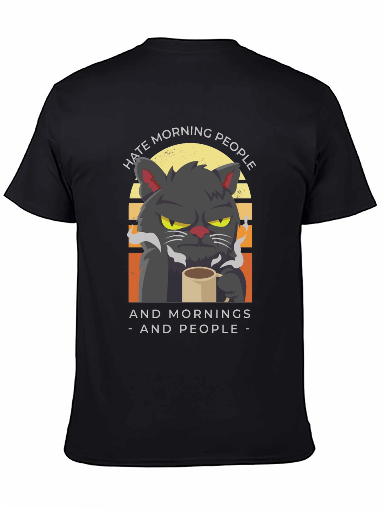 Hate Morning People Cat Graphic T-Shirt