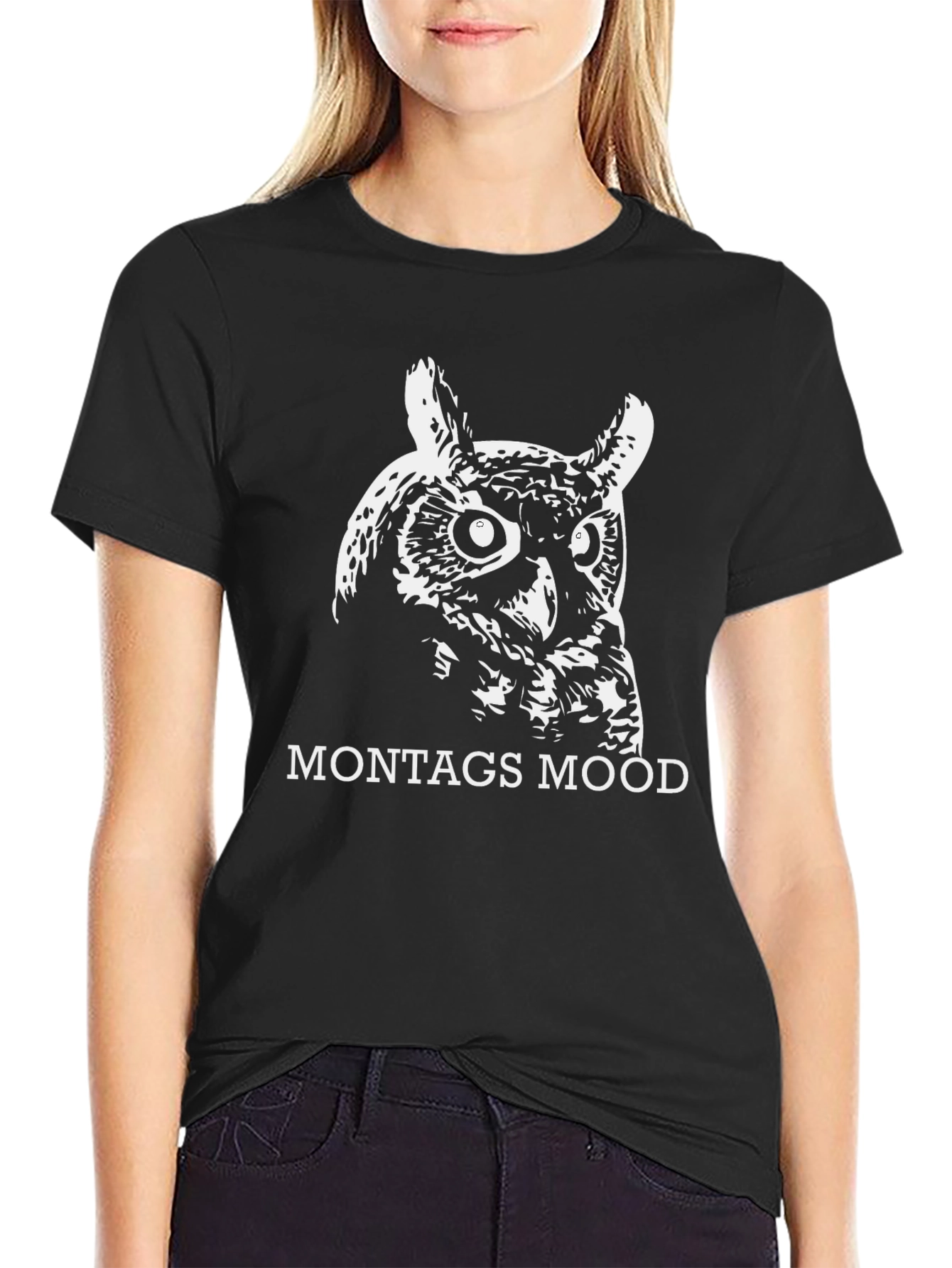 Mens Black Owl Montags Mood Graphic Tee