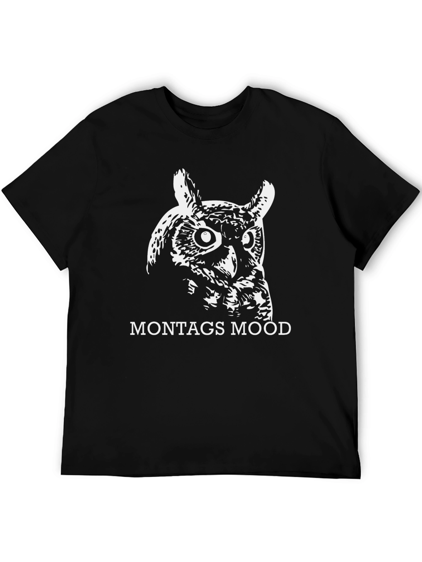 Mens Black Owl Montags Mood Graphic Tee